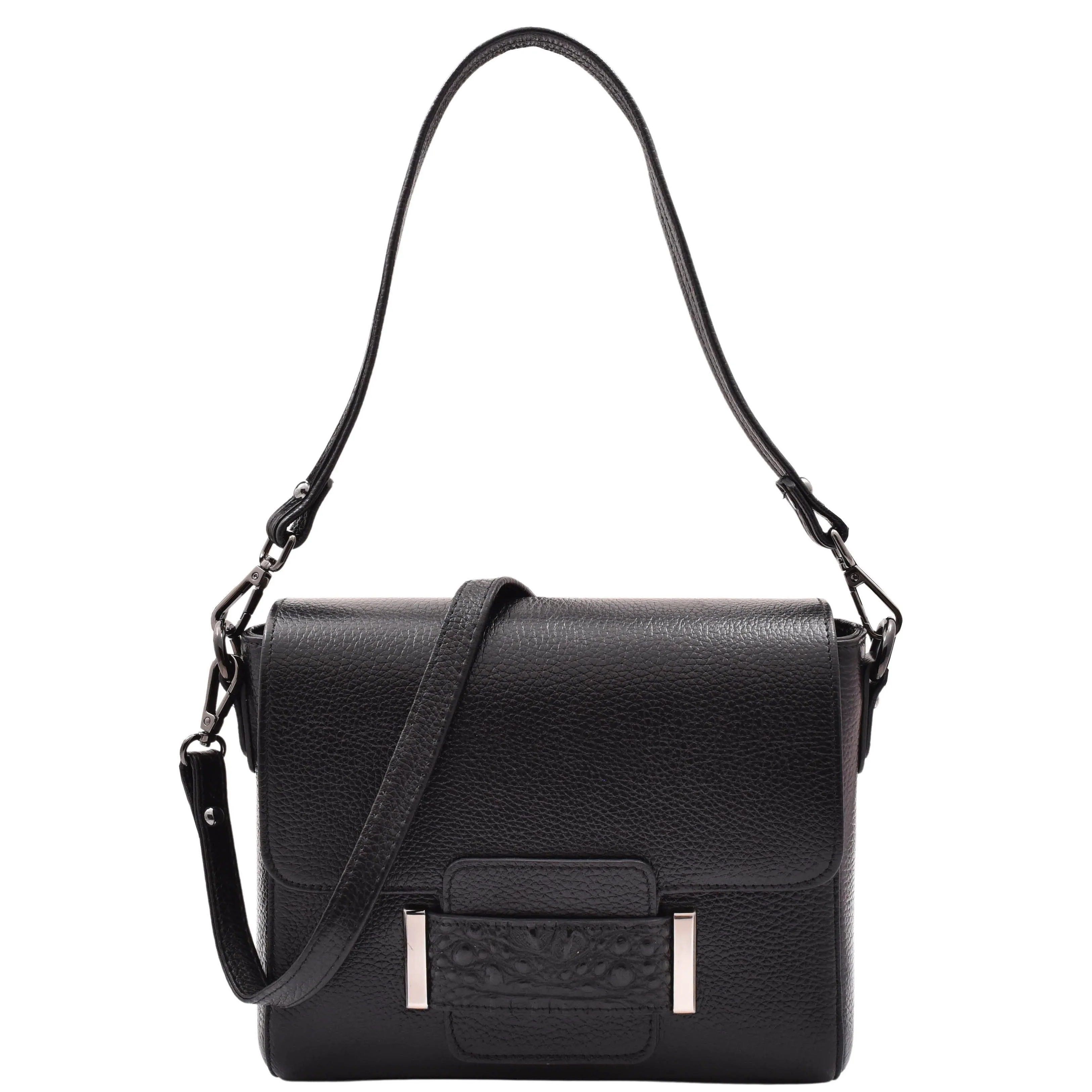 DR582 Women's Leather Adjustable Shoulder Strap Messenger Bag Black