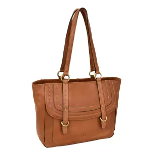DR591 Women's Soft Leather Large Size Shopper Bag Tan
