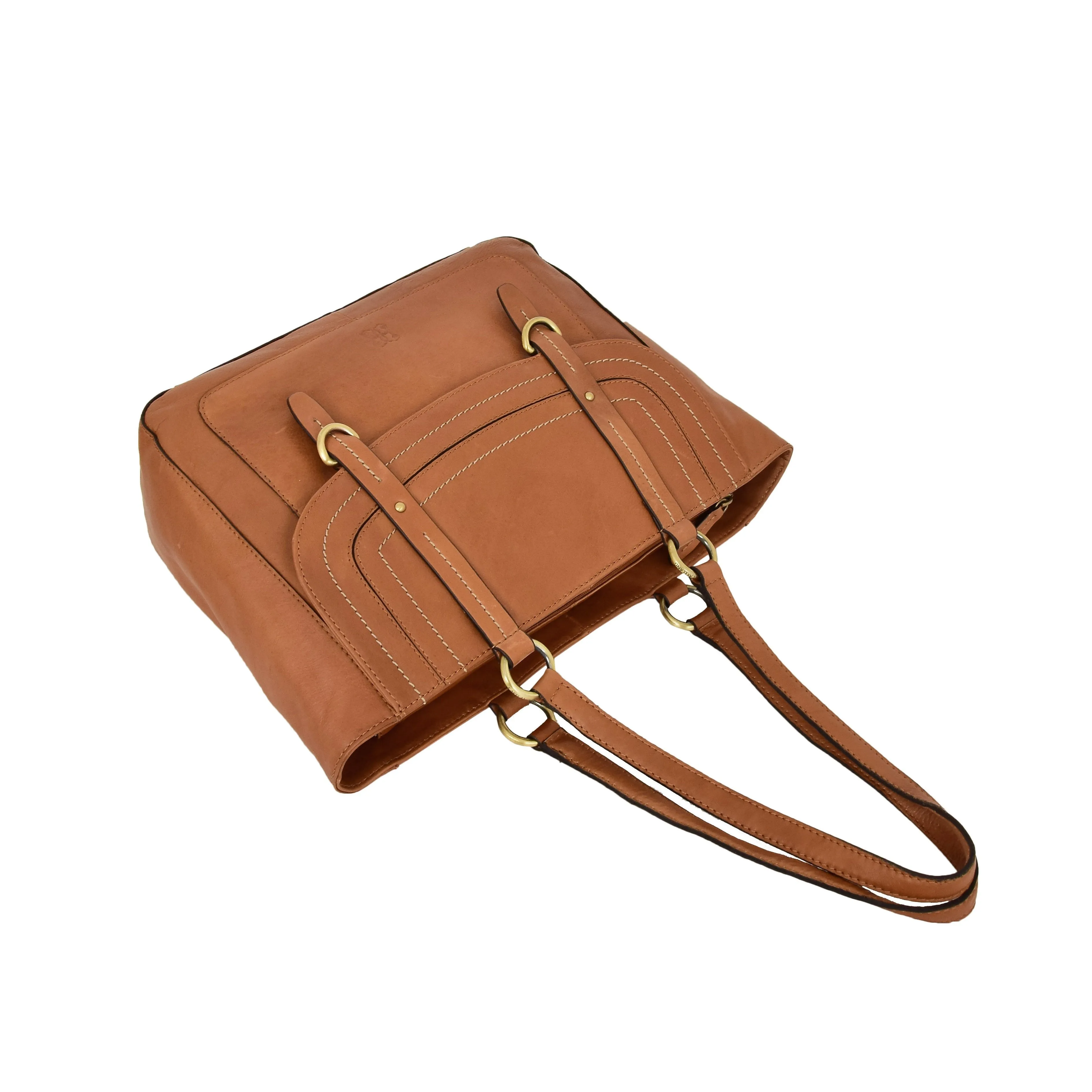 DR591 Women's Soft Leather Large Size Shopper Bag Tan