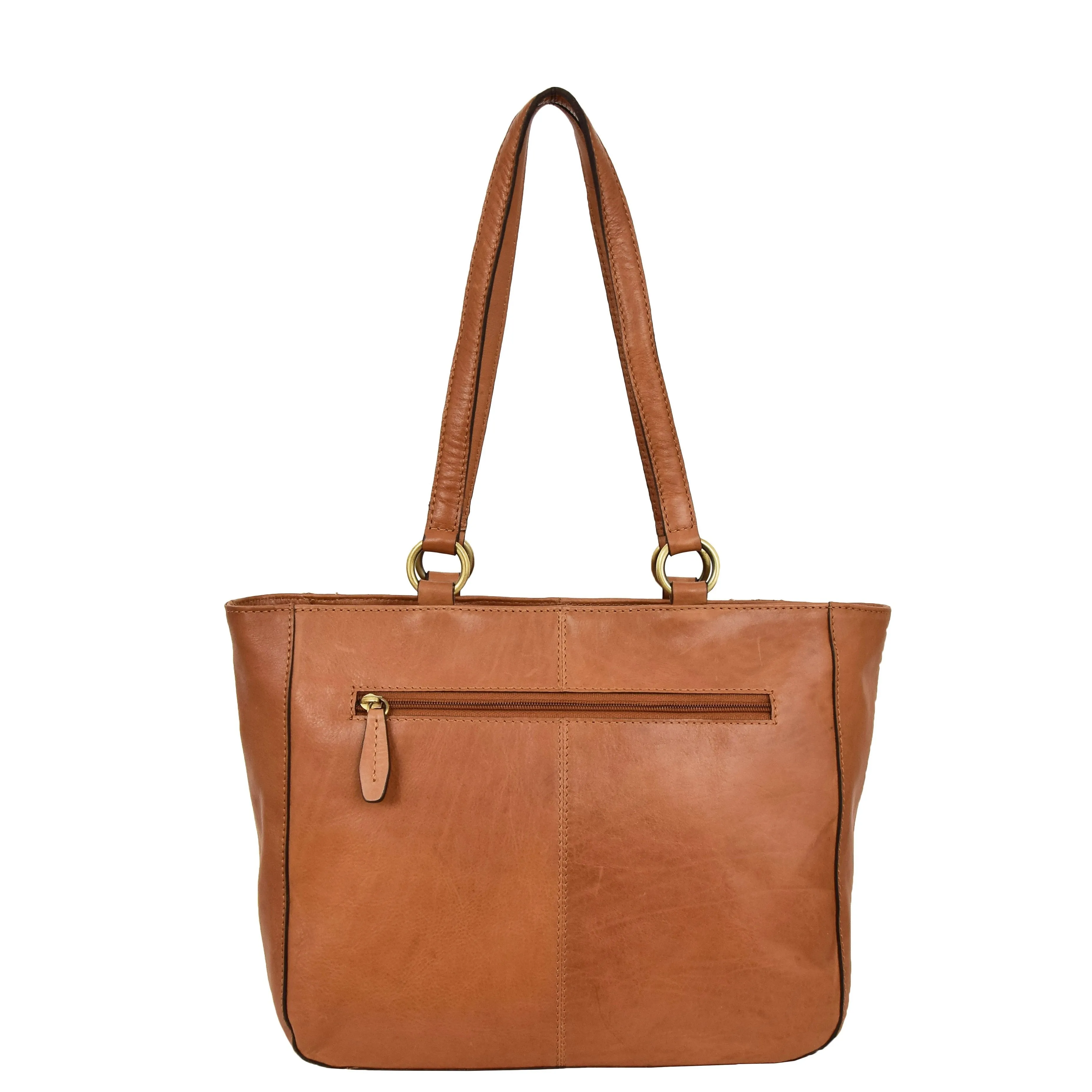 DR591 Women's Soft Leather Large Size Shopper Bag Tan