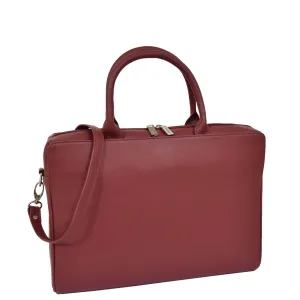 DR592 Women's Genuine Soft Leather Briefcase Shoulder Office Bag Red