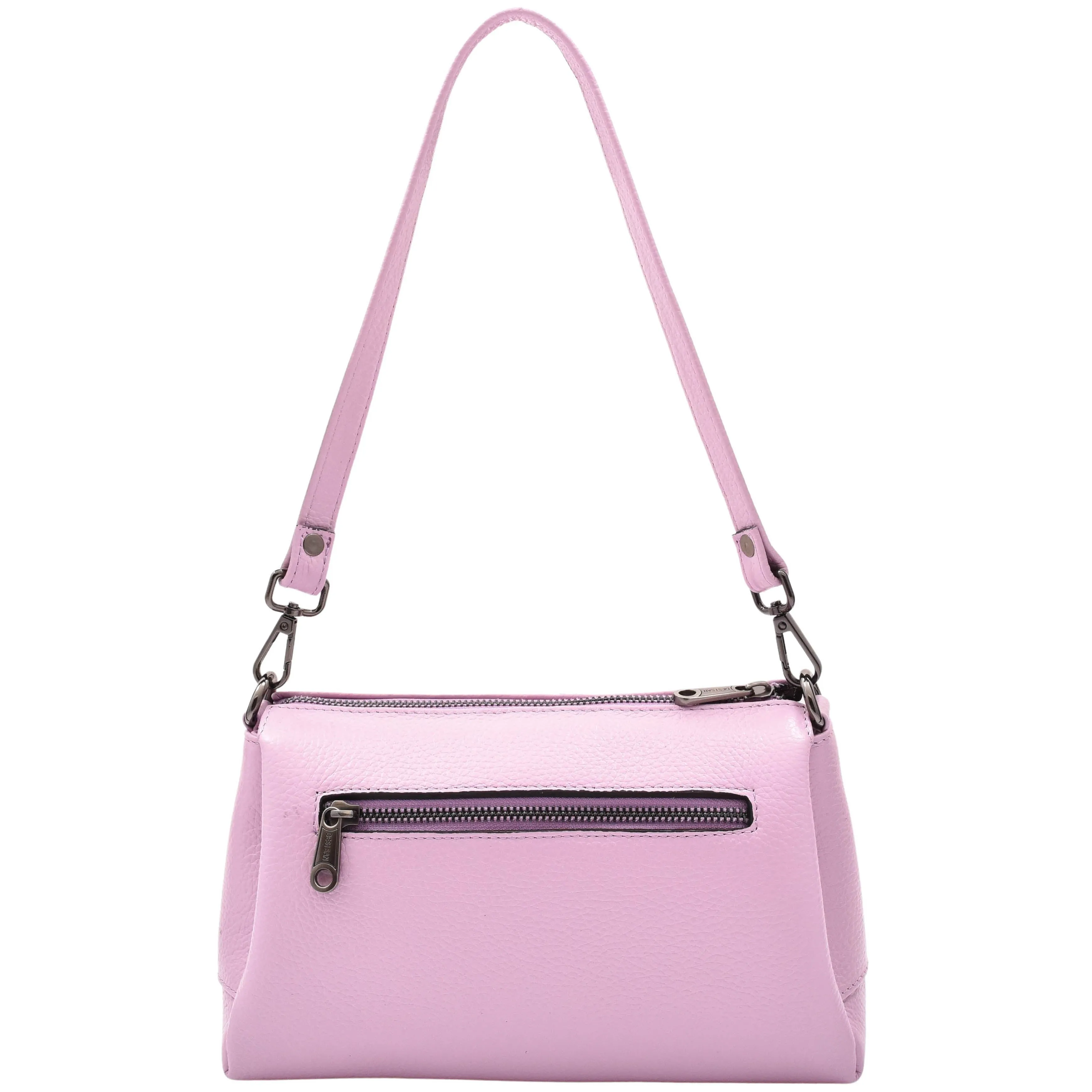 DR597 Women's Genuine Leather Small Zip Handbag Shoulder Bag Lilac