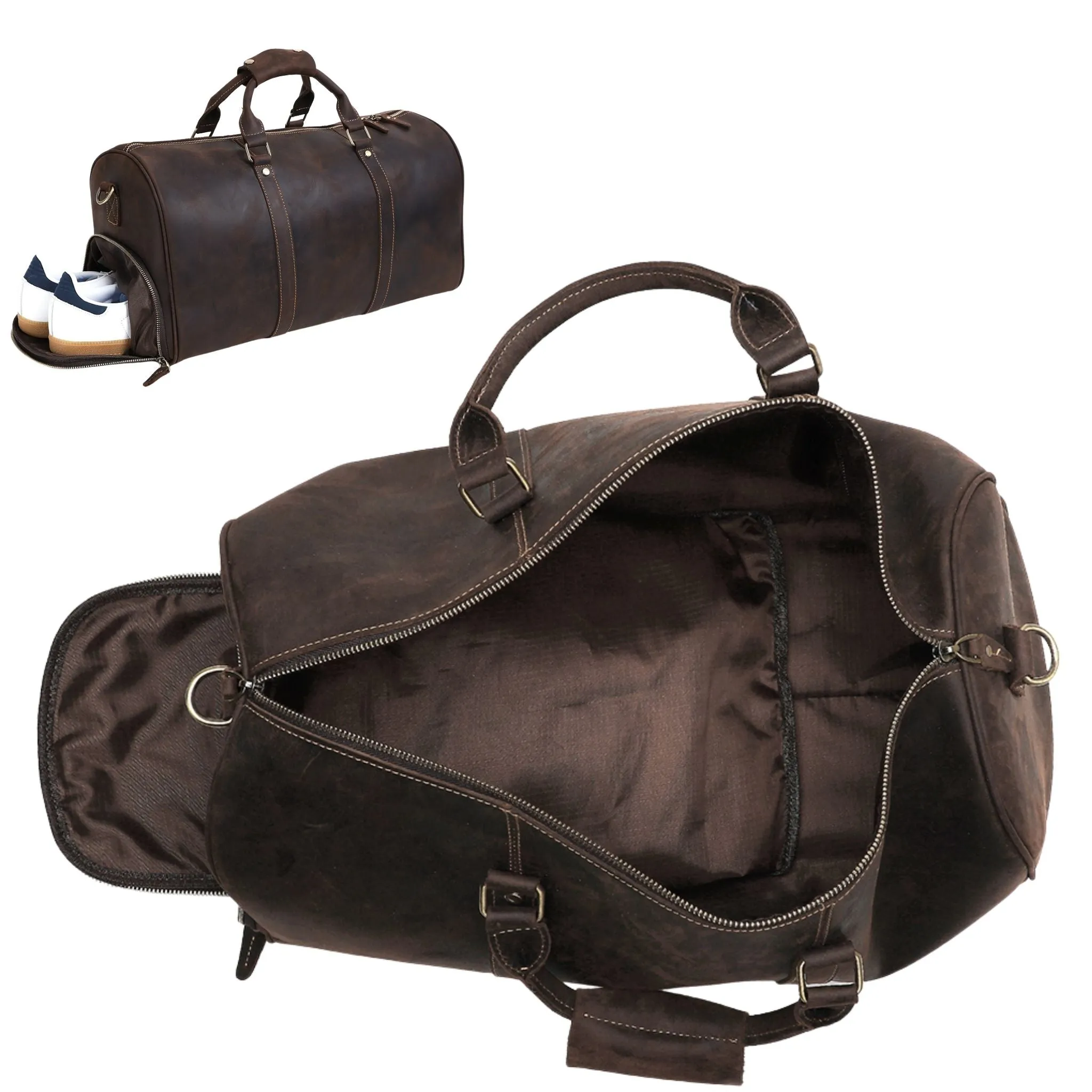 Duffle| Brown | Shoe Compartment