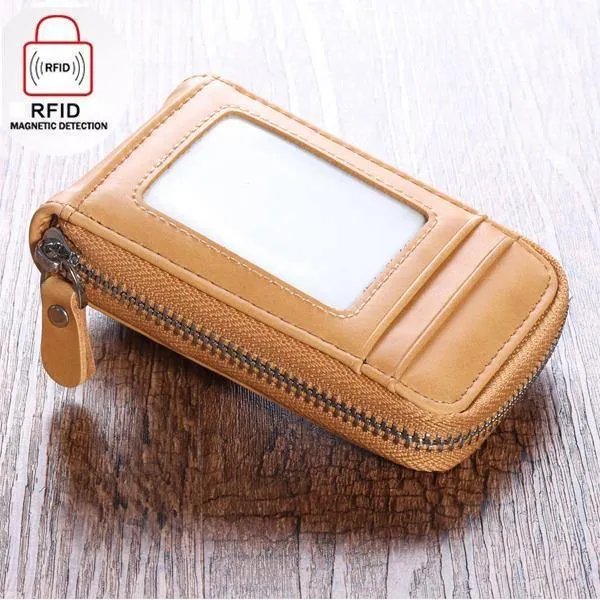 elvesmall RFID Blocking Wallet Men Women Cow Leather 12 Card Slots Card Holder Wallet