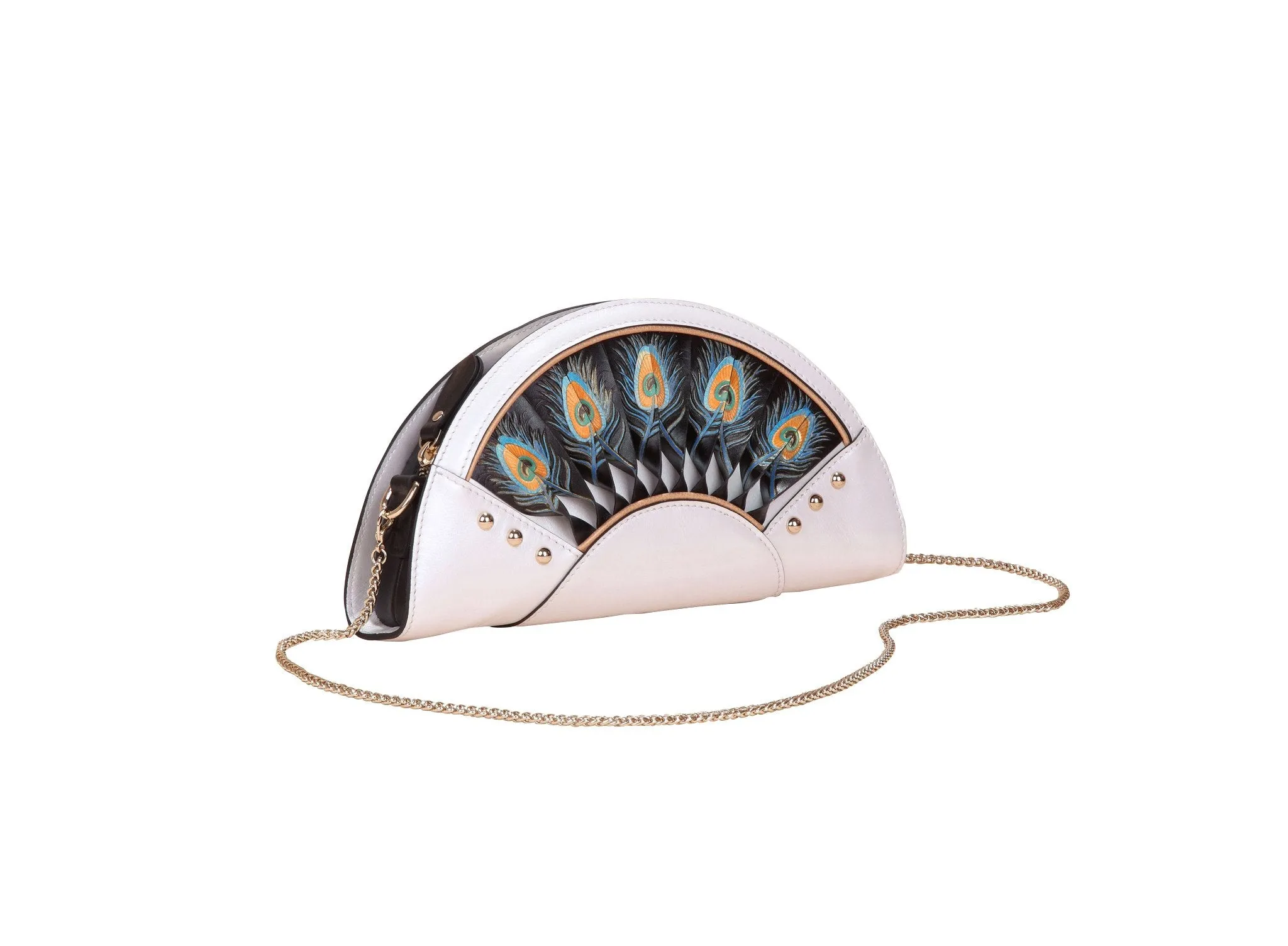 Feather White Crossbody Clutch