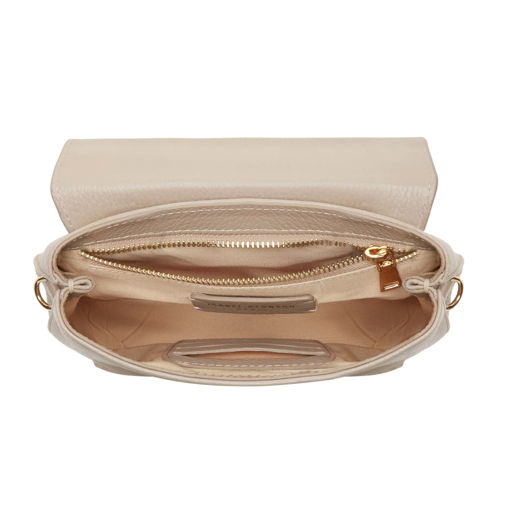 Femme Forte Heline taupe calfskin leather handbag