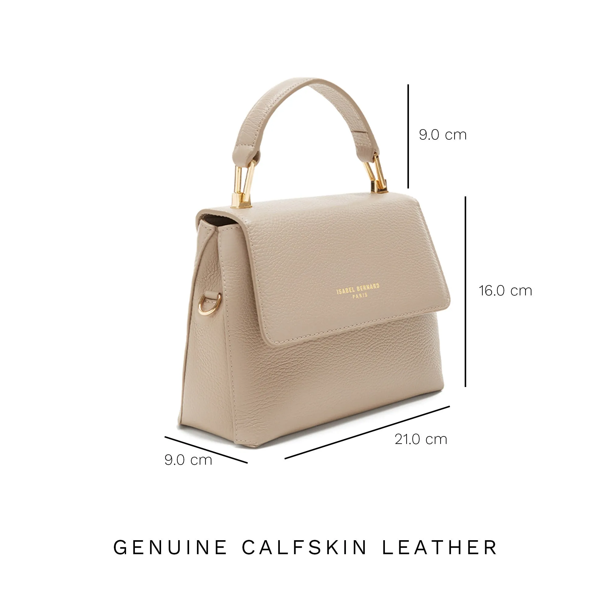 Femme Forte Heline taupe calfskin leather handbag