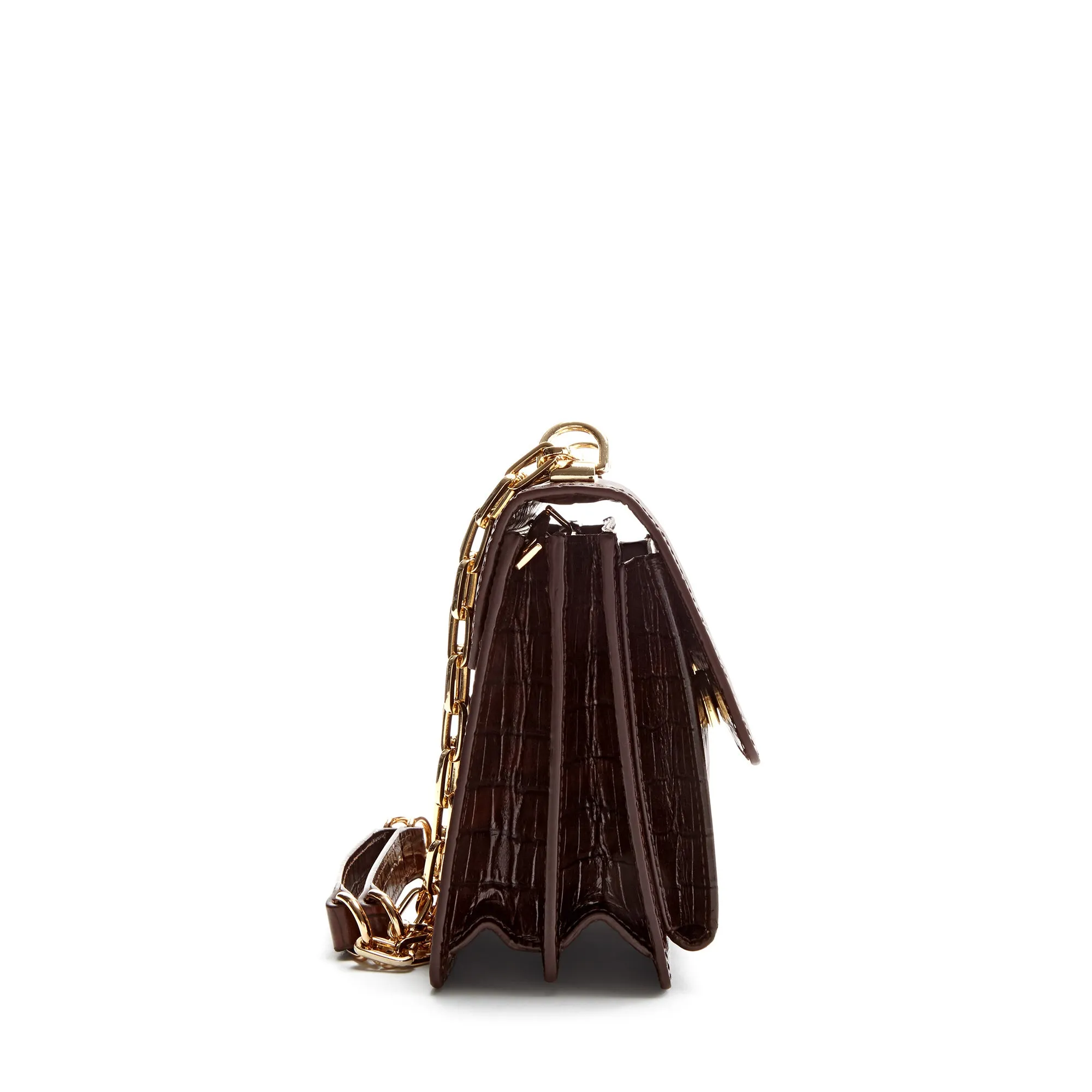 Femme Forte Valerie croco brown calfskin leather shoulder bag