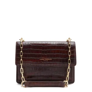 Femme Forte Valerie croco brown calfskin leather shoulder bag