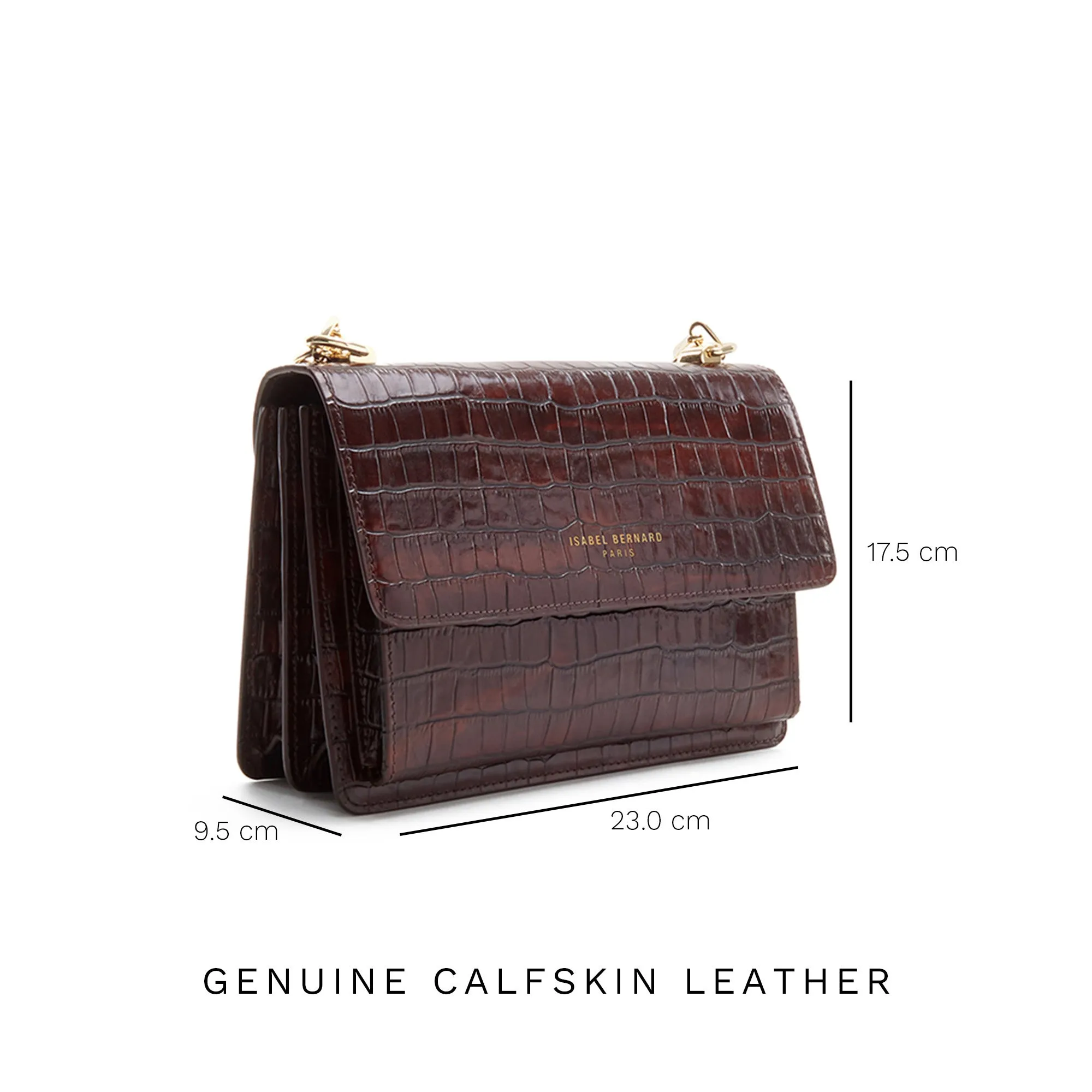 Femme Forte Valerie croco brown calfskin leather shoulder bag