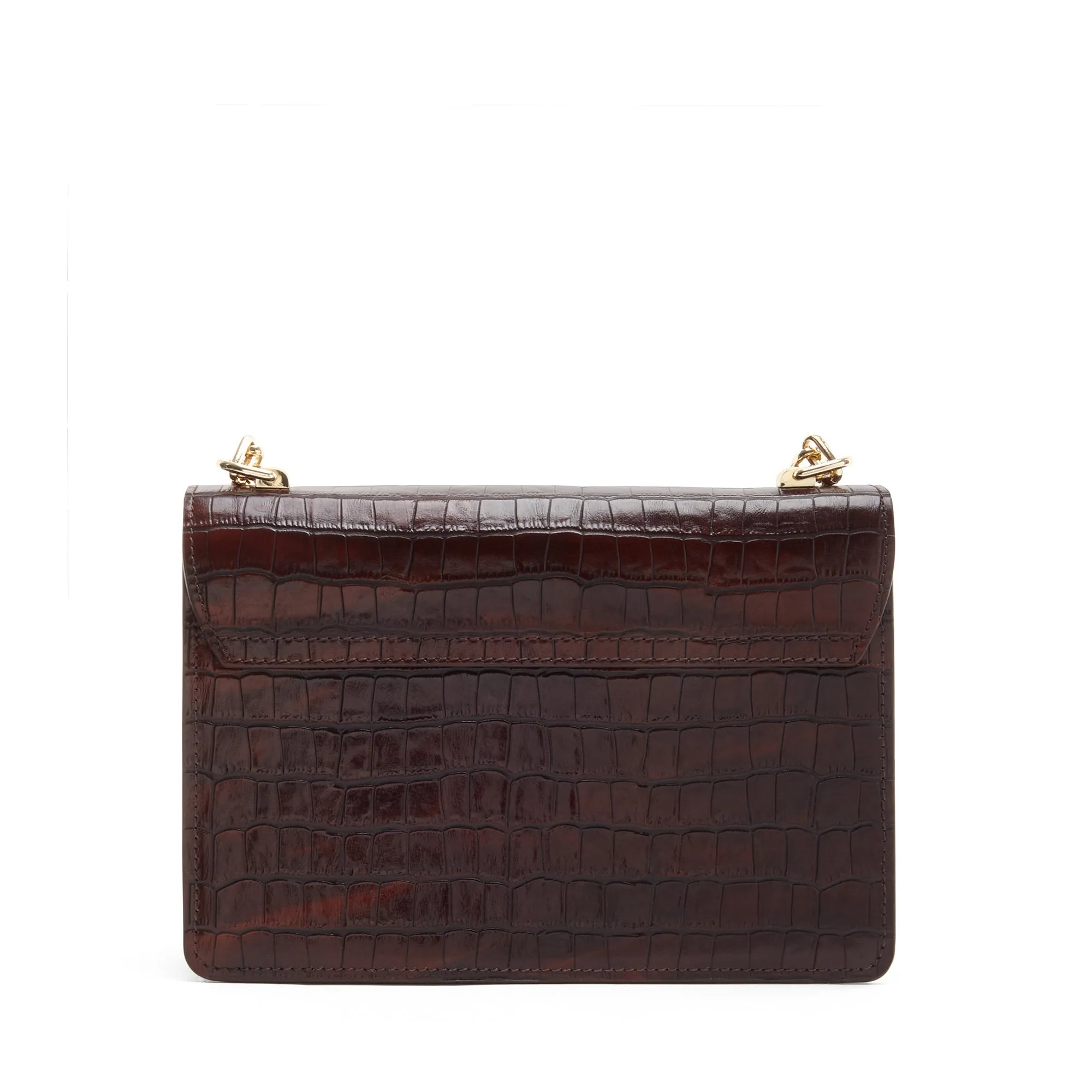 Femme Forte Valerie croco brown calfskin leather shoulder bag