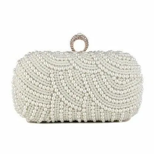 Finger Ring Diamonds Women Evening Bags Beaded Embroidery Clutch Chain