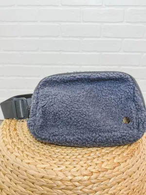 Fleece sling belt bag grey