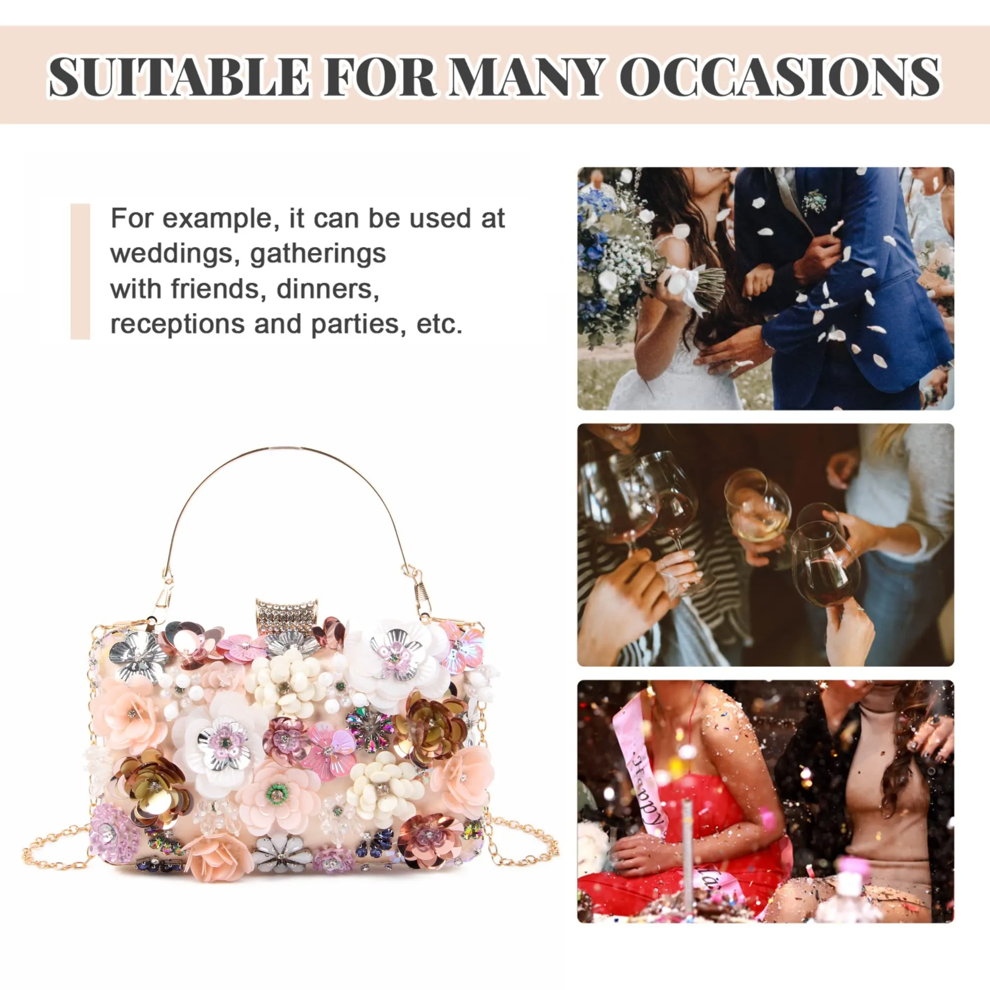 Flower clutch evening bags with colorful flowers metal rhinestones evening clutch