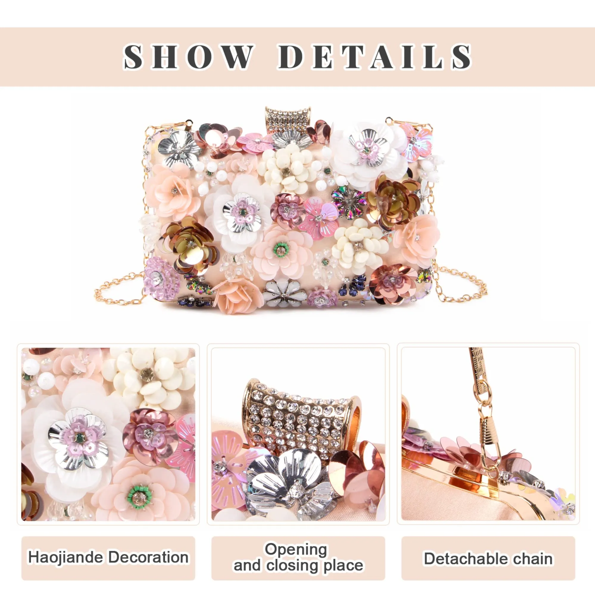 Flower clutch evening bags with colorful flowers metal rhinestones evening clutch