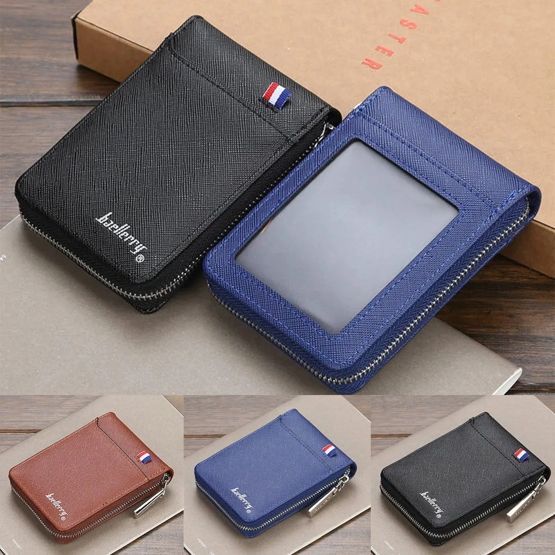 For Men's Short Small Wallet Card Holder Handbag Casual Purse Fashion Business (Brown)