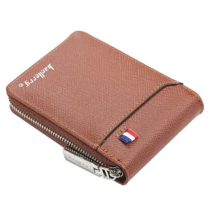 For Men's Short Small Wallet Card Holder Handbag Casual Purse Fashion Business (Brown)