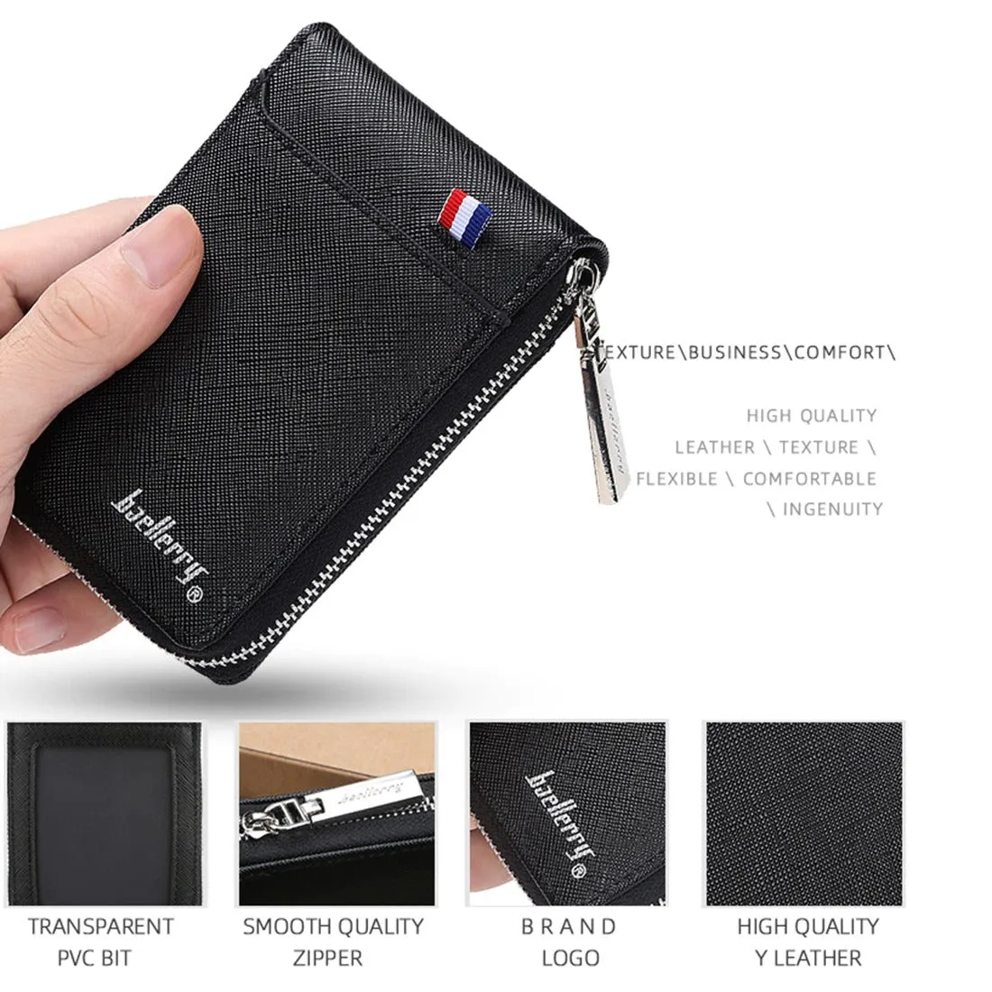 For Men's Short Small Wallet Card Holder Handbag Casual Purse Fashion Business (Brown)