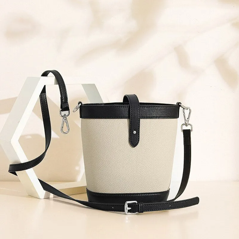 Genuine Leather Casual Mini Bucket Handbags