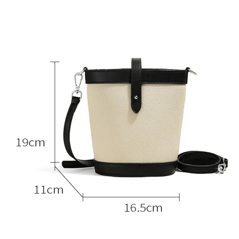 Genuine Leather Casual Mini Bucket Handbags