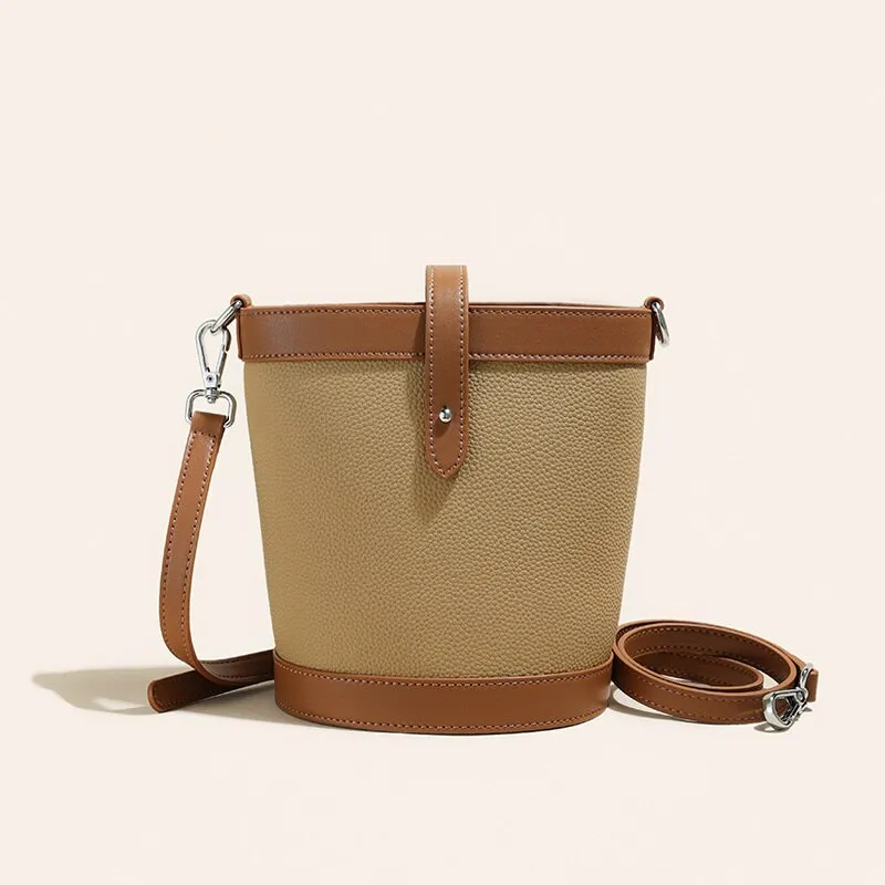 Genuine Leather Casual Mini Bucket Handbags