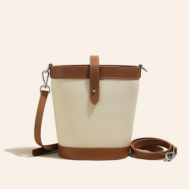 Genuine Leather Casual Mini Bucket Handbags