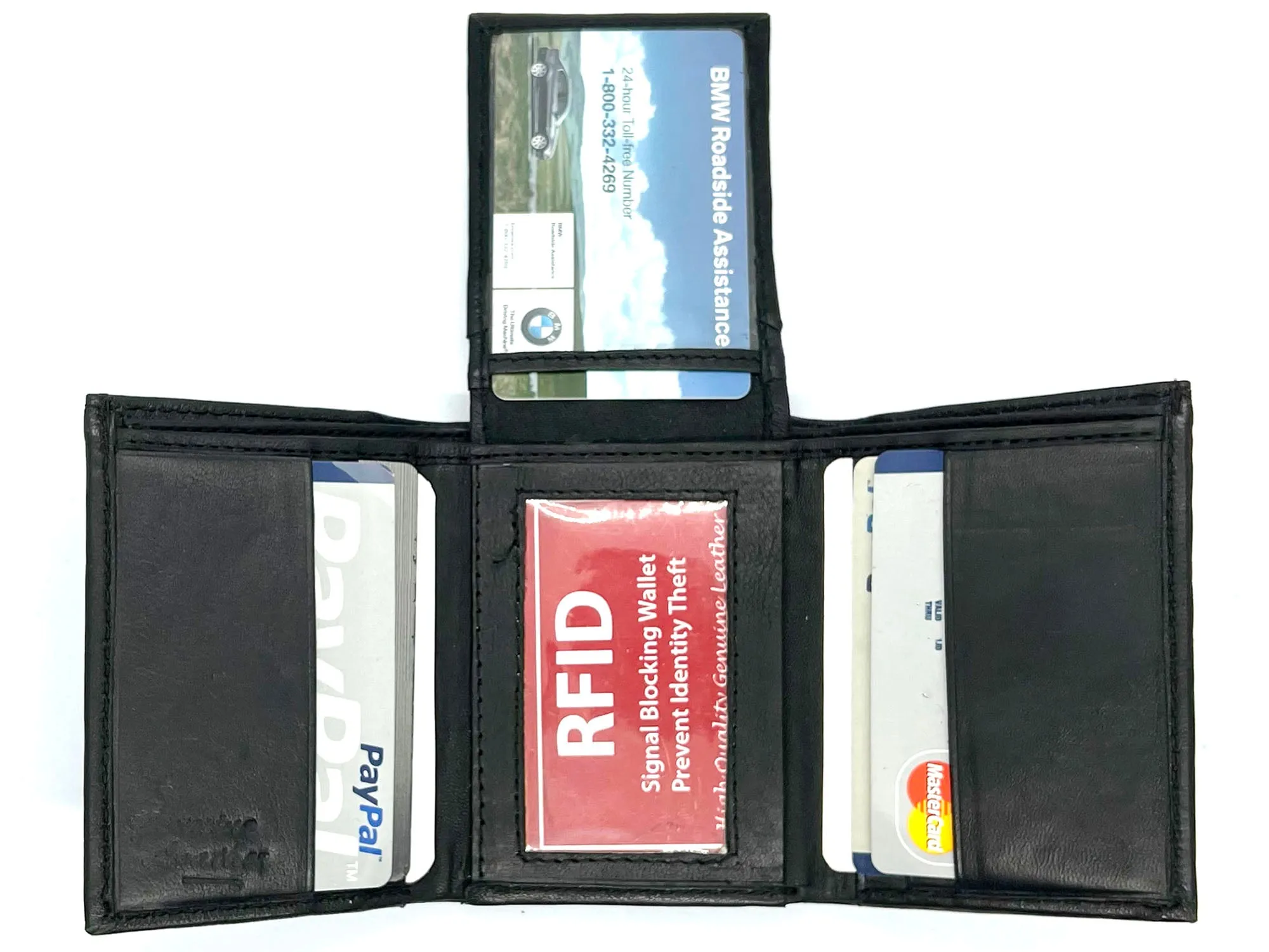 Genuine Leather Men's Trifold Wallet Credit Card Holder ID Window Flap Top