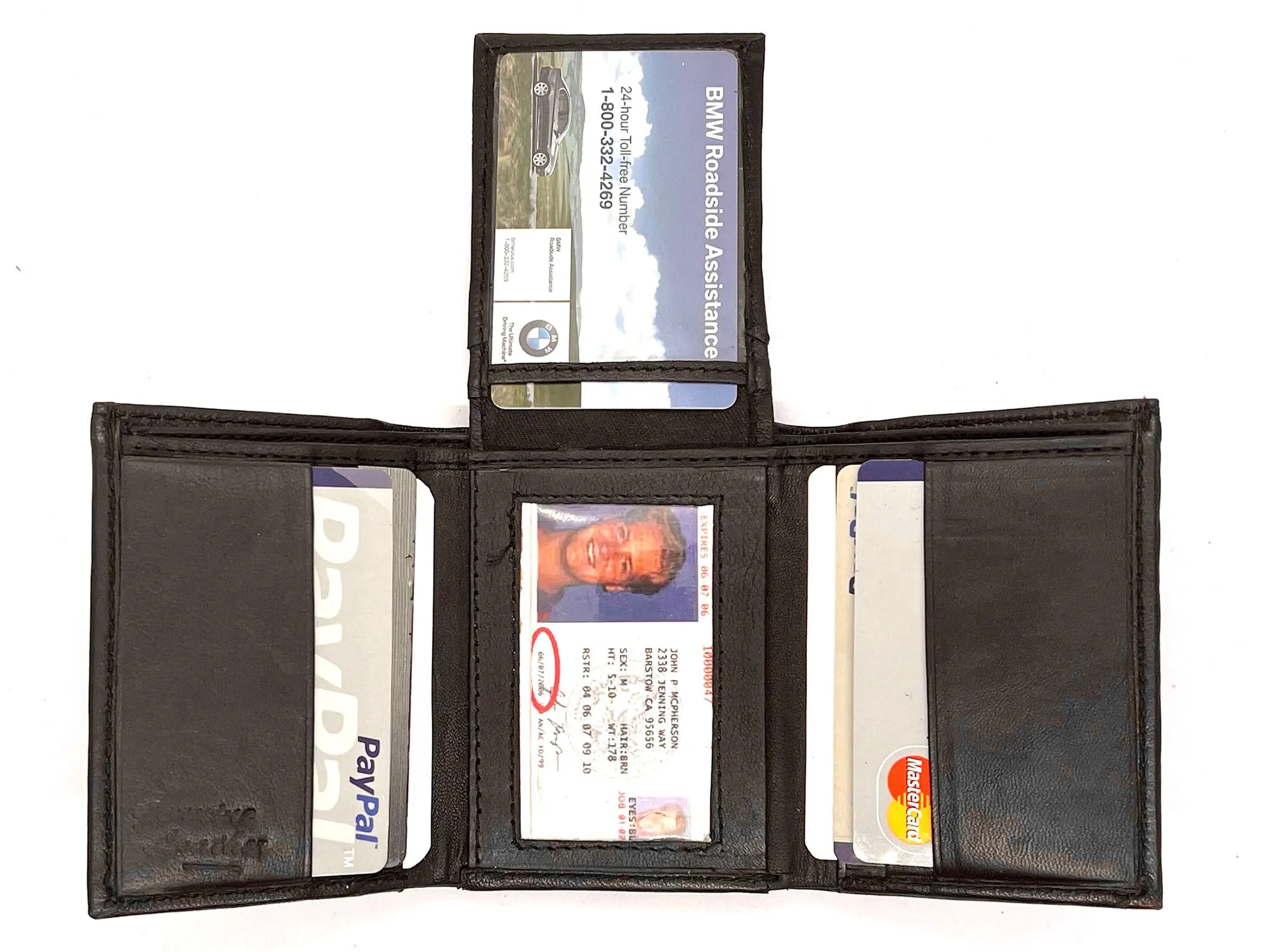 Genuine Leather Men's Trifold Wallet Credit Card Holder ID Window Flap Top