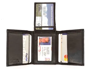 Genuine Leather Men's Trifold Wallet Credit Card Holder ID Window Flap Top