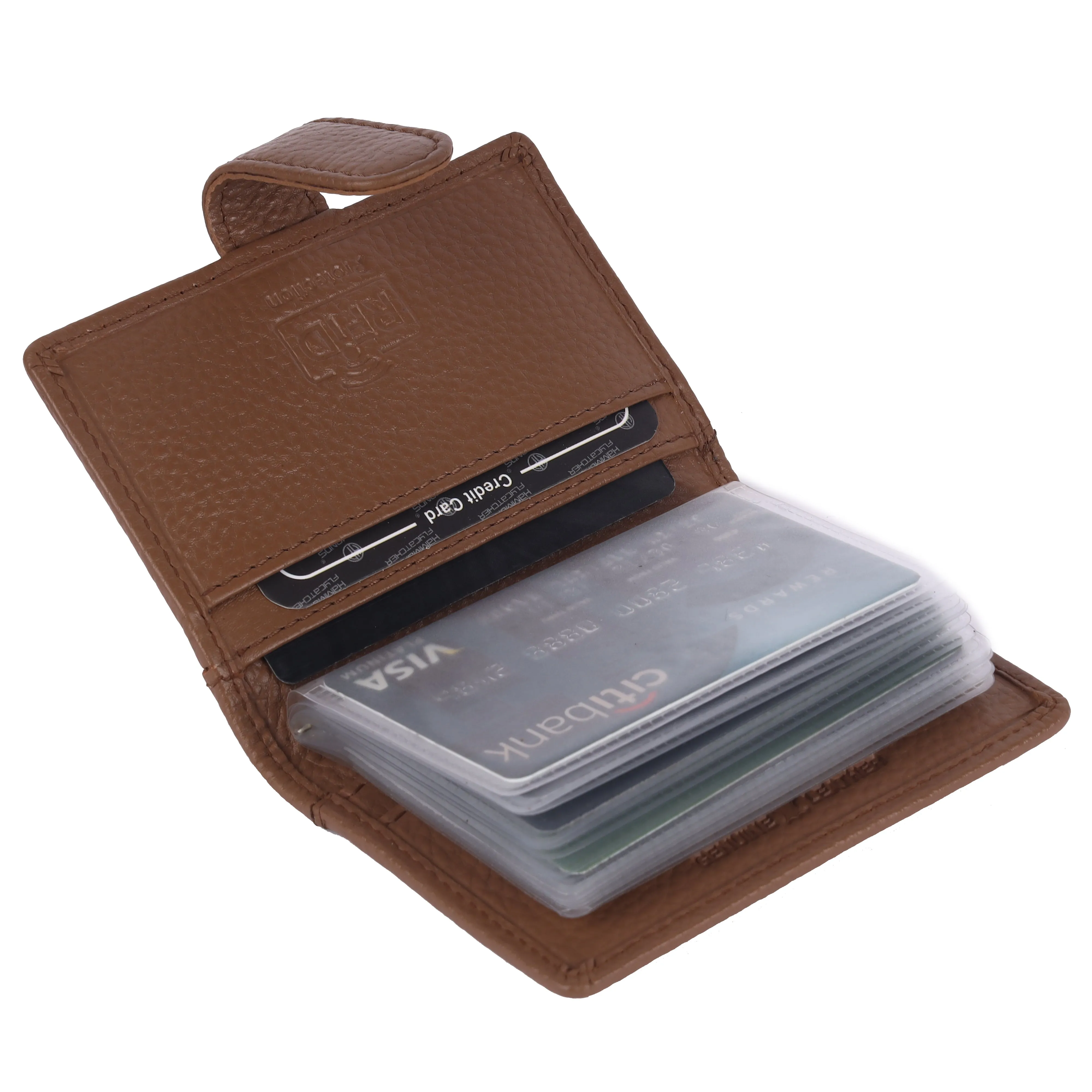 Genuine Leather RFID Protected Card Holder Wallet for Men and Women