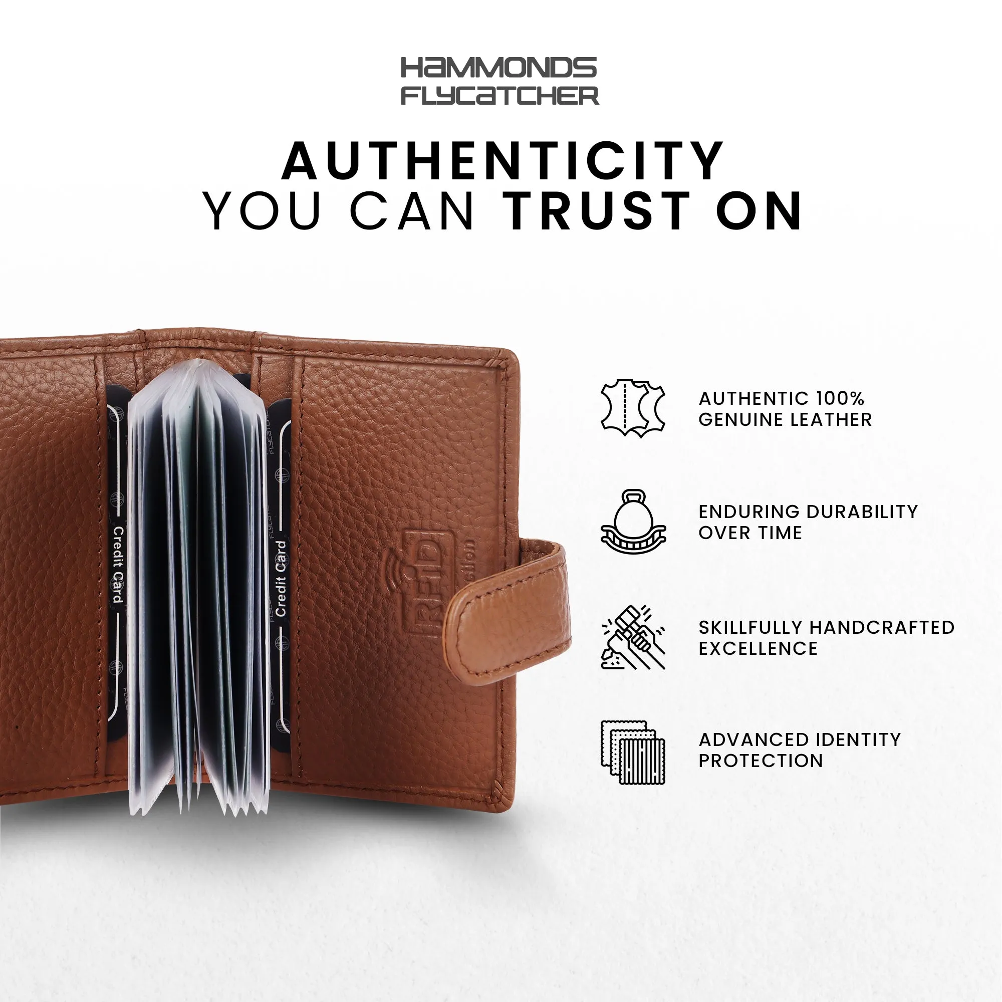 Genuine Leather RFID Protected Card Holder Wallet for Men and Women