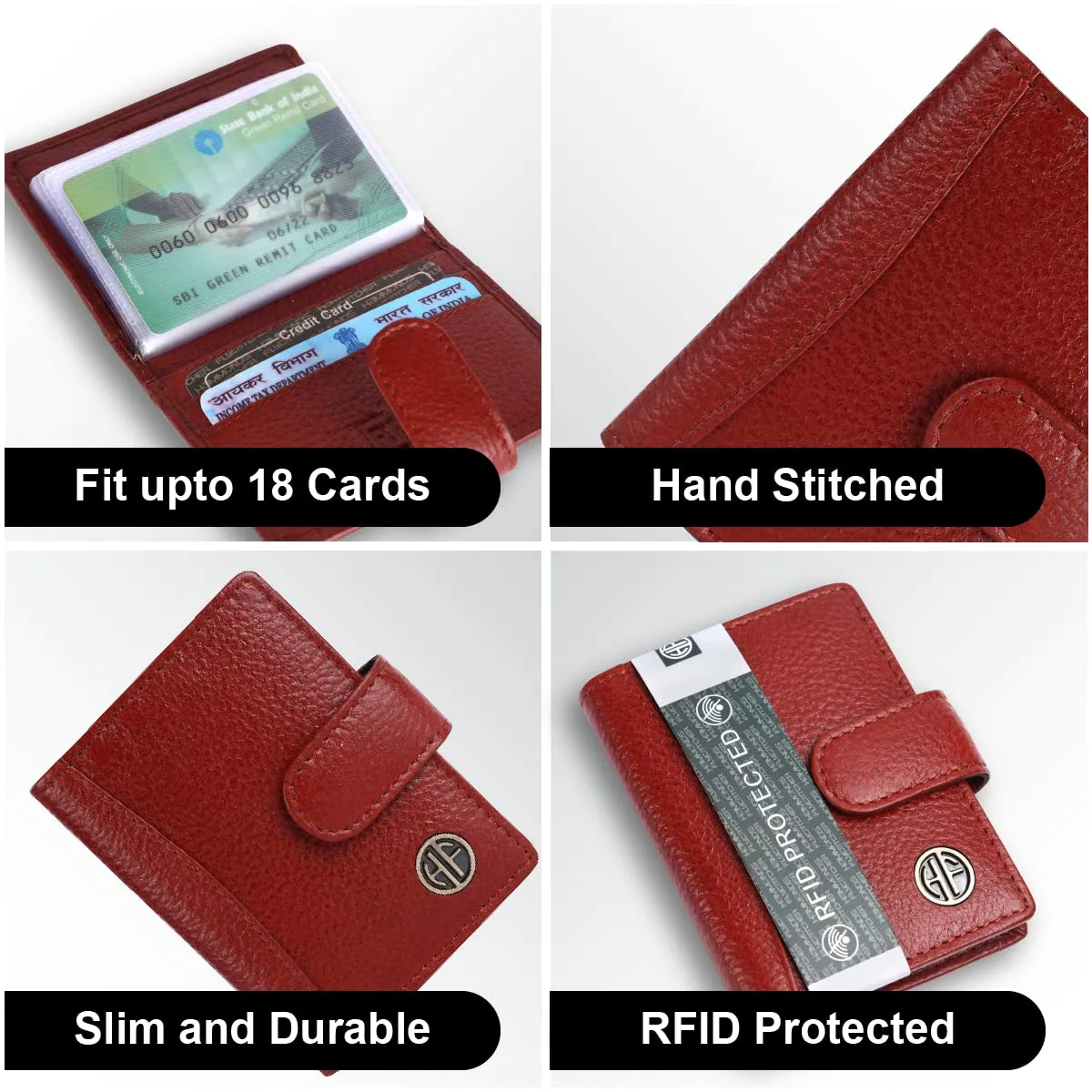 Genuine Leather RFID Protected Card Holder Wallet for Men and Women