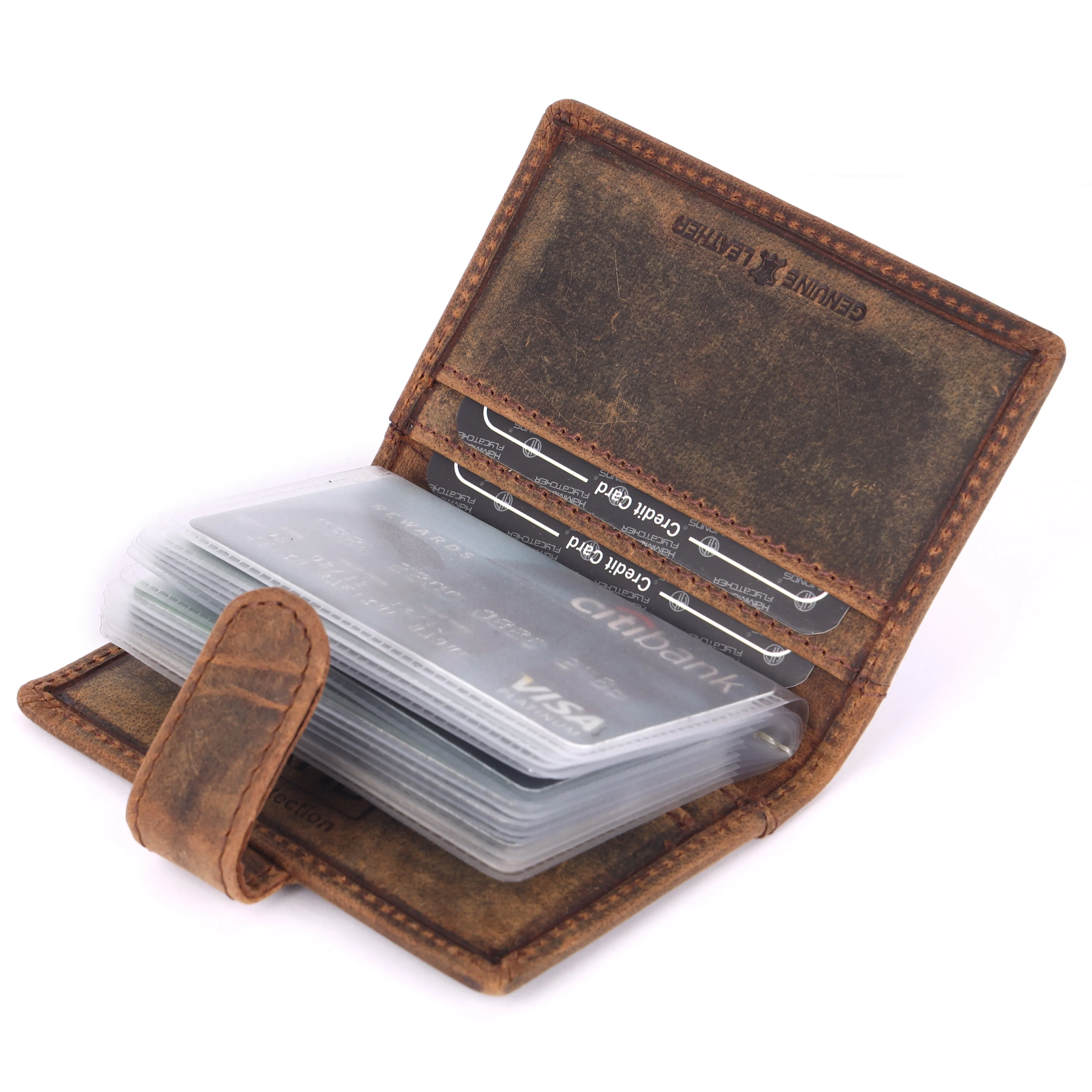 Genuine Leather RFID Protected Card Holder Wallet for Men and Women