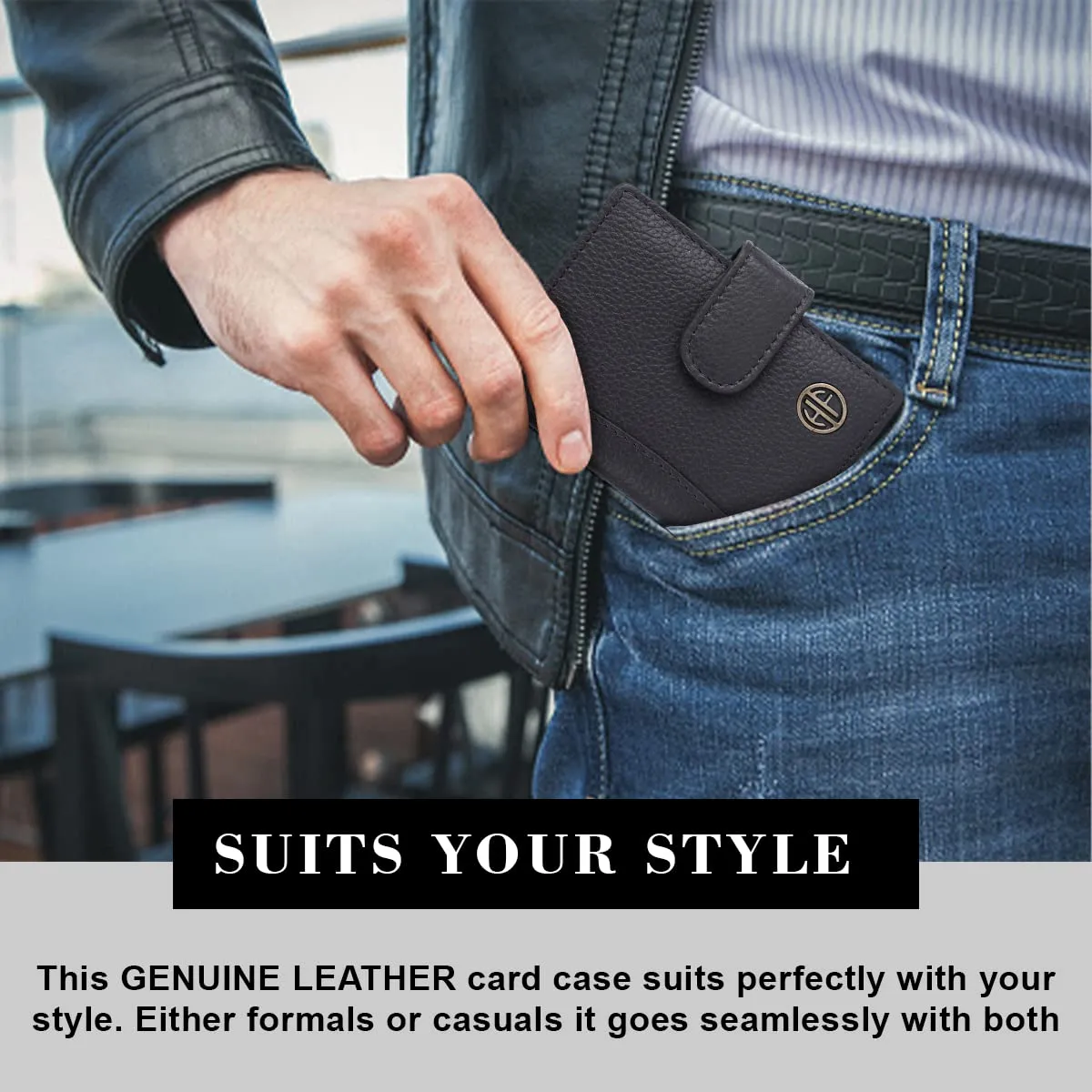 Genuine Leather RFID Protected Card Holder Wallet for Men and Women