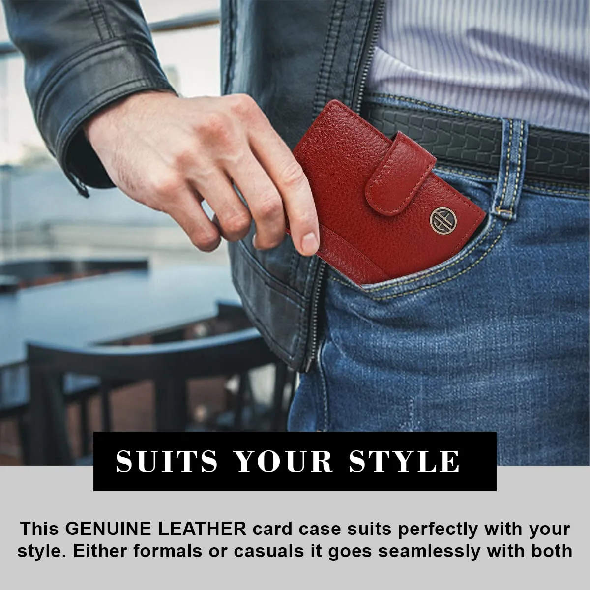 Genuine Leather RFID Protected Card Holder Wallet for Men and Women