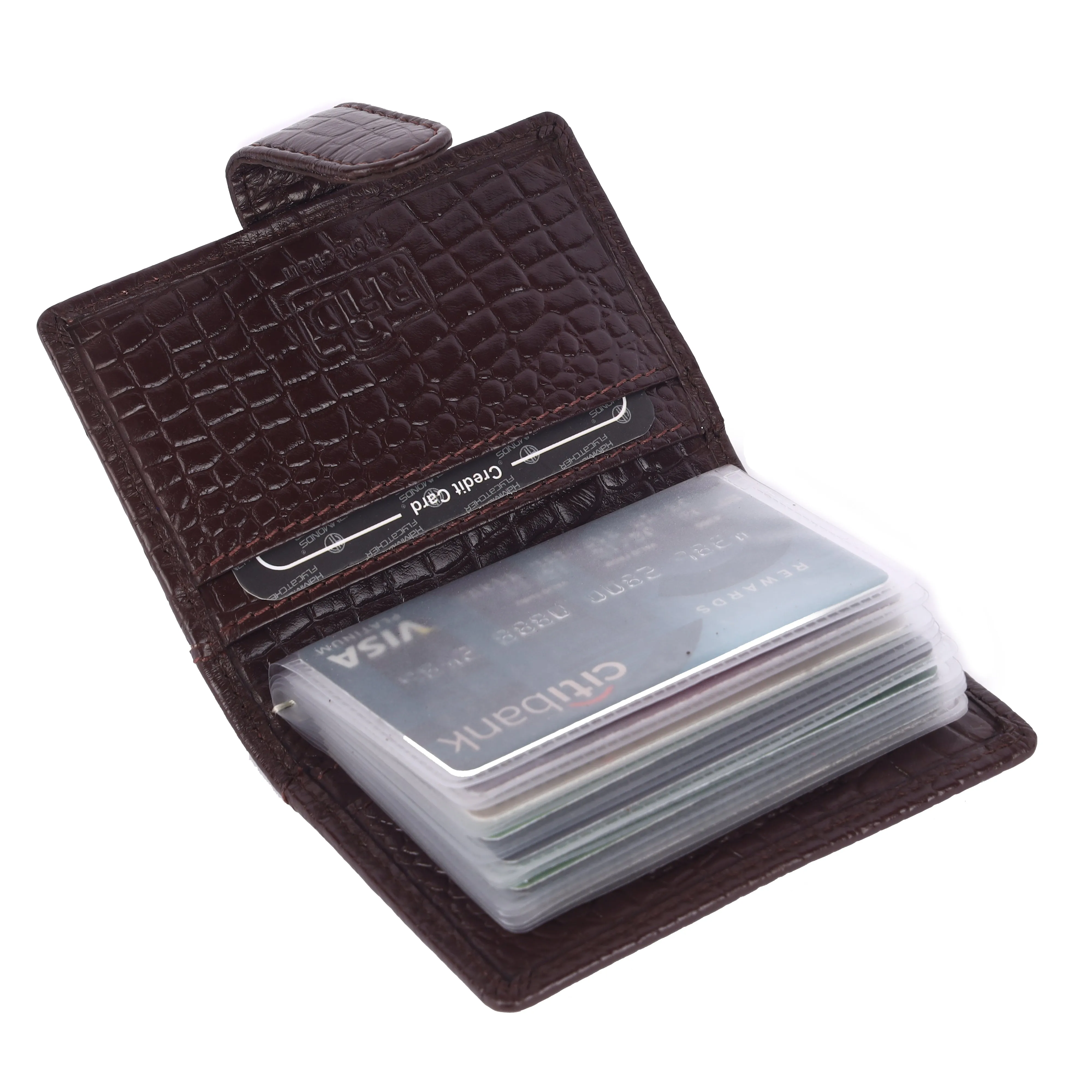 Genuine Leather RFID Protected Card Holder Wallet for Men and Women