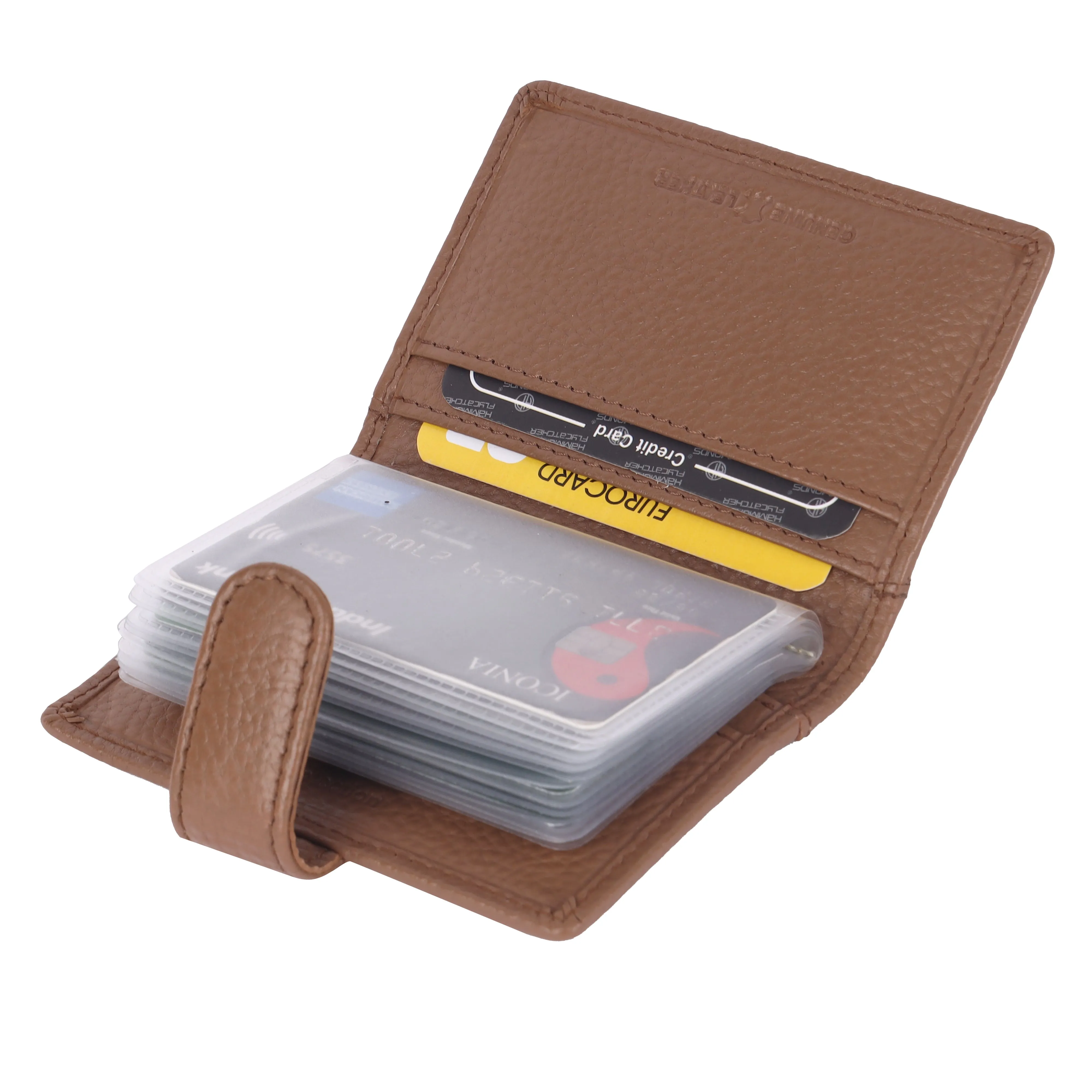 Genuine Leather RFID Protected Card Holder Wallet for Men and Women