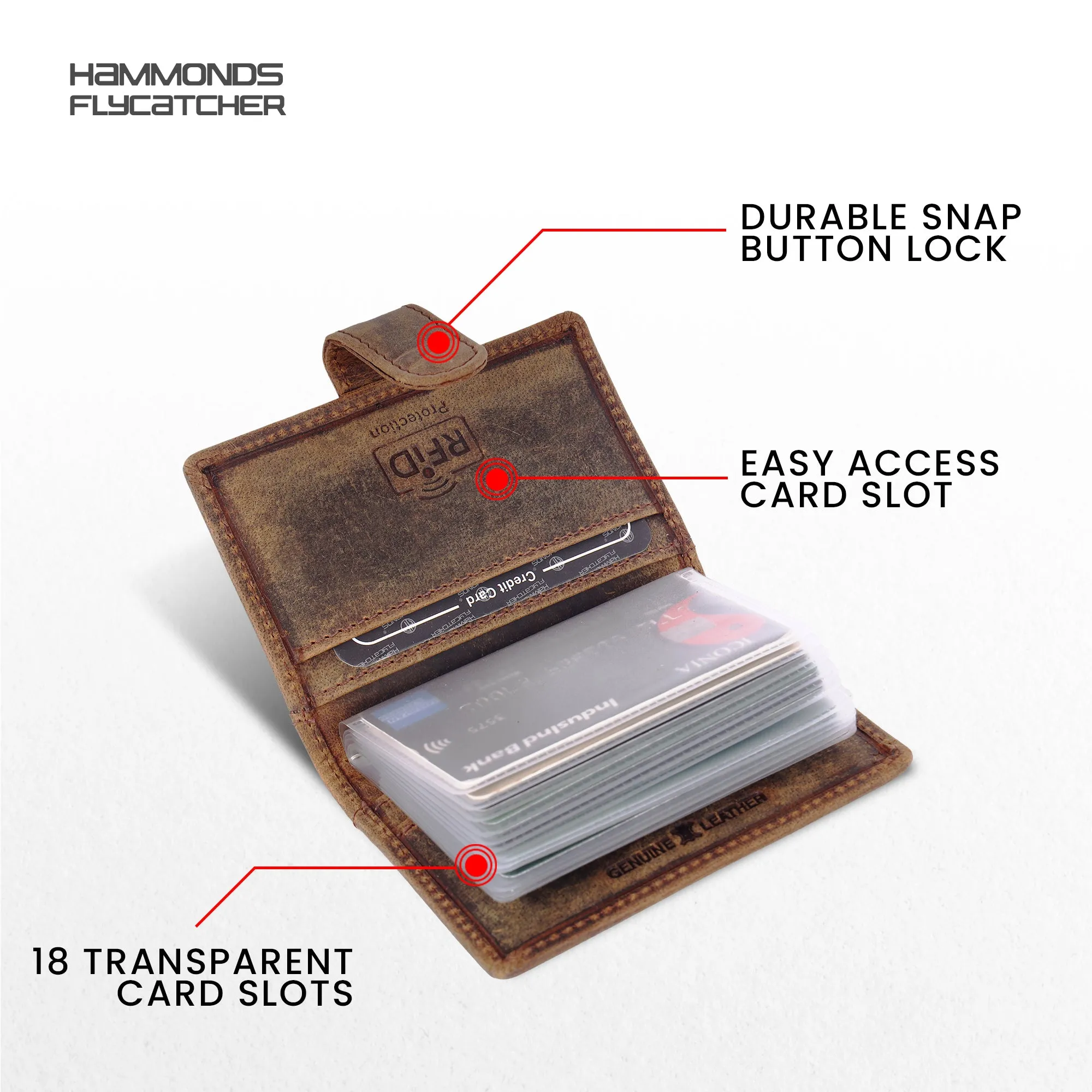 Genuine Leather RFID Protected Card Holder Wallet for Men and Women