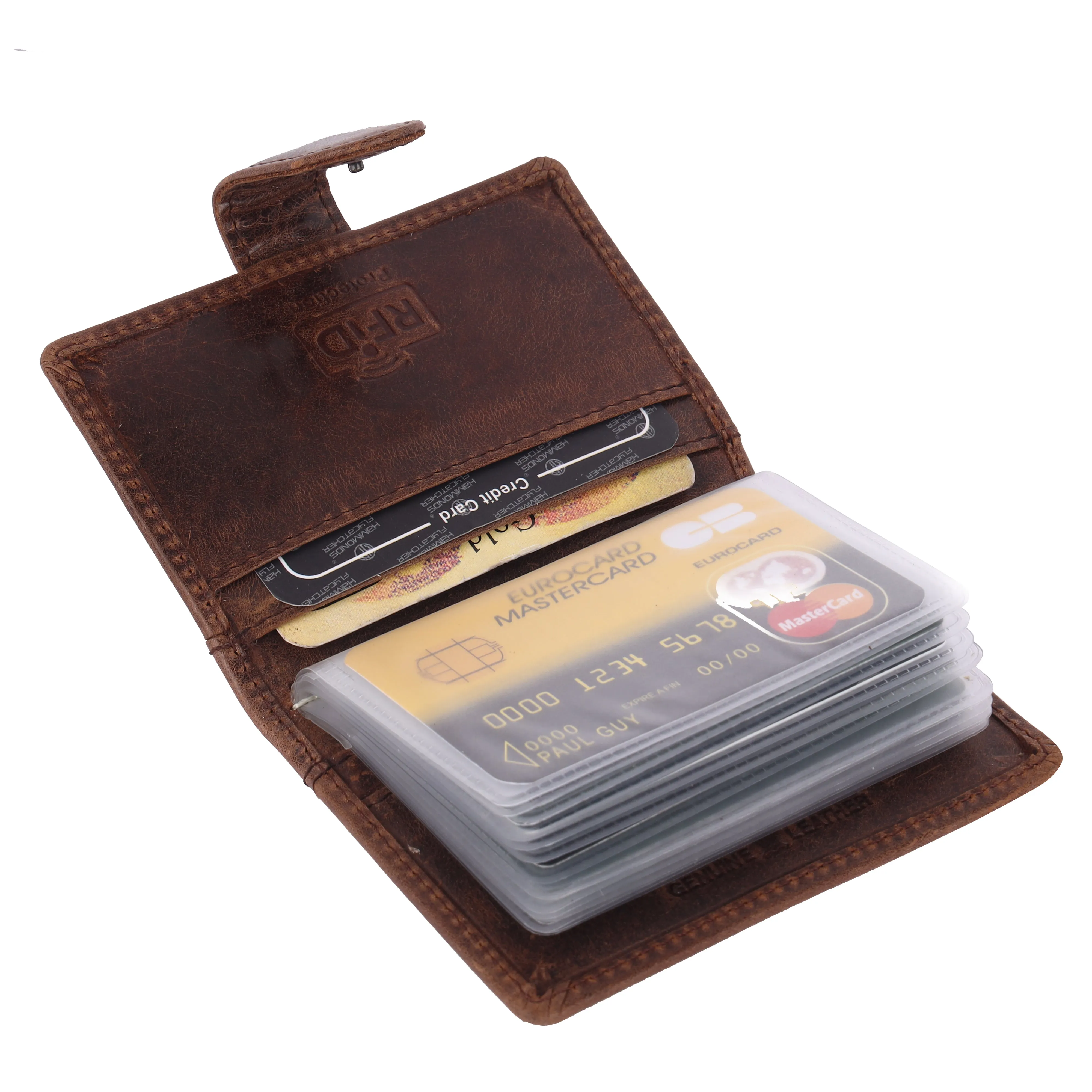 Genuine Leather RFID Protected Card Holder Wallet for Men and Women