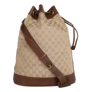 GG Leather Bucket Drawstring Cross Body Bag (Authentic Pre-Owned)