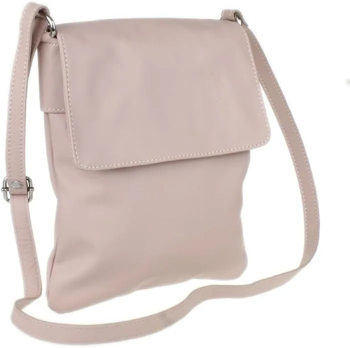 Girly Handbags Womens Italian Soft Leather Cross Body Shoulder Bag Flap Zipper