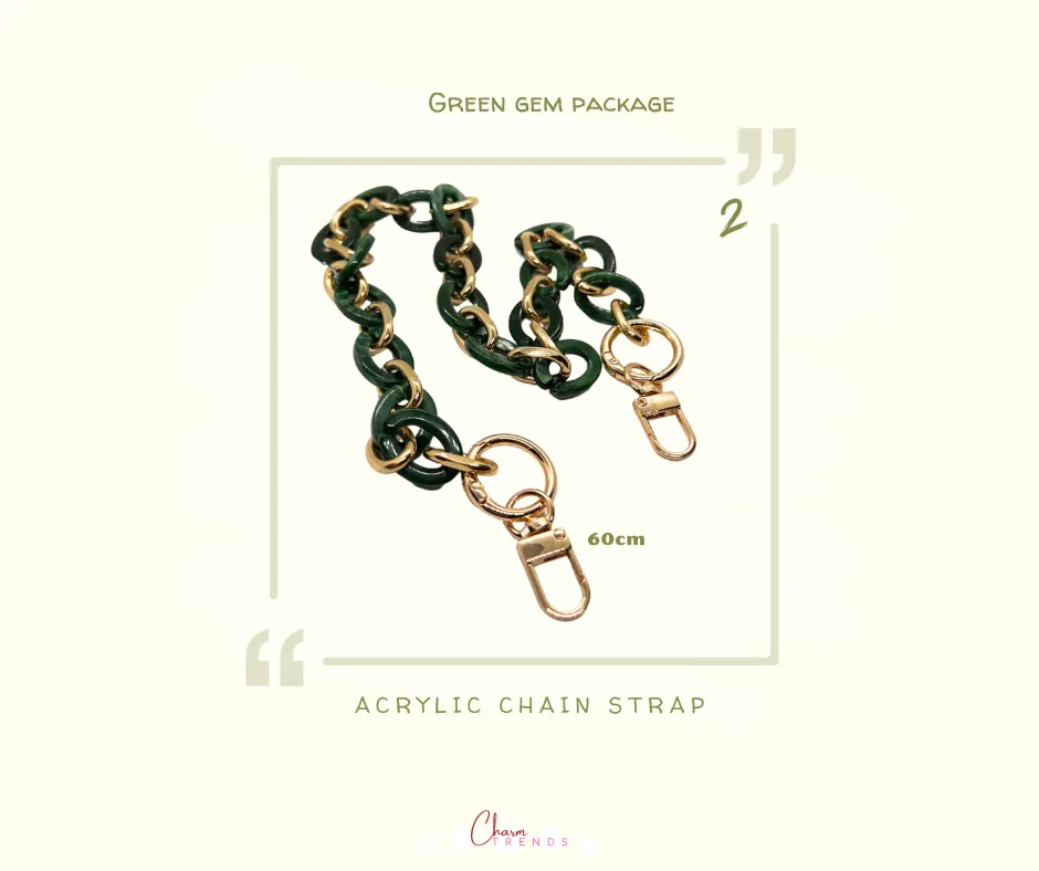 Green Gem Collection: iPhone 15 Pro Max Case , Chain Strap, Crossbody Lanyard, Mini Coin Charm Purse,  Mini Tote Bag Pendant