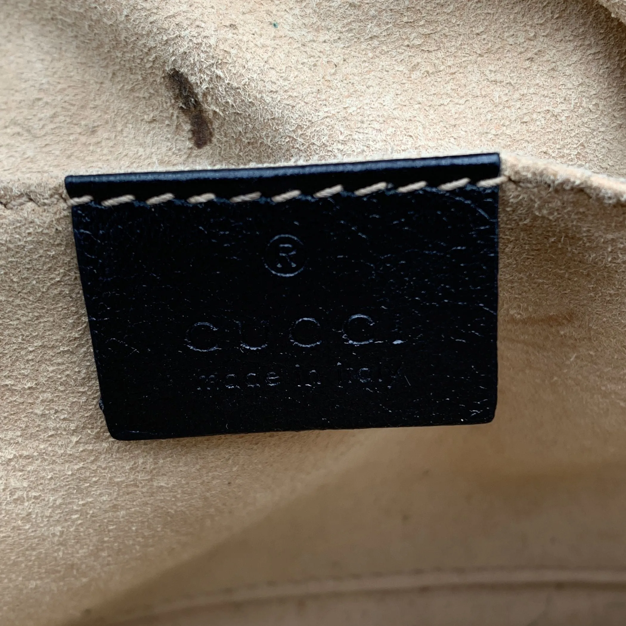 Gucci Beige Monogram Small GG Marmont Zip Around Shoulder Bag
