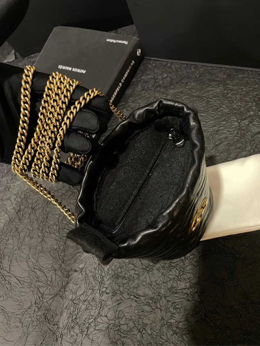 Gucci Marmont Black Gold Bucket Bag