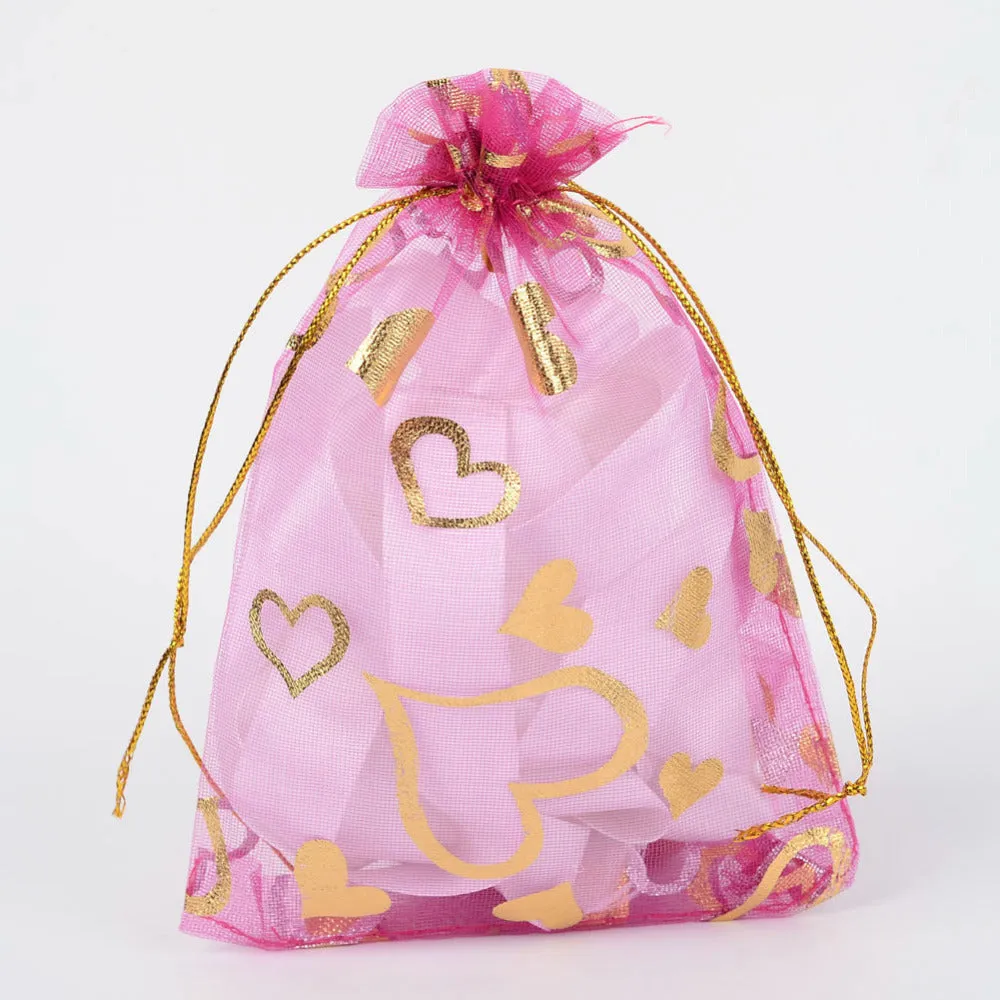 Heart Printed Organza Bags, Gift Bags, Rectangle, Medium Purple<P>Size: about 9cm long, 7cm wide.<P>Due to the handmade bags, the size within the error range of 0.5cm.
