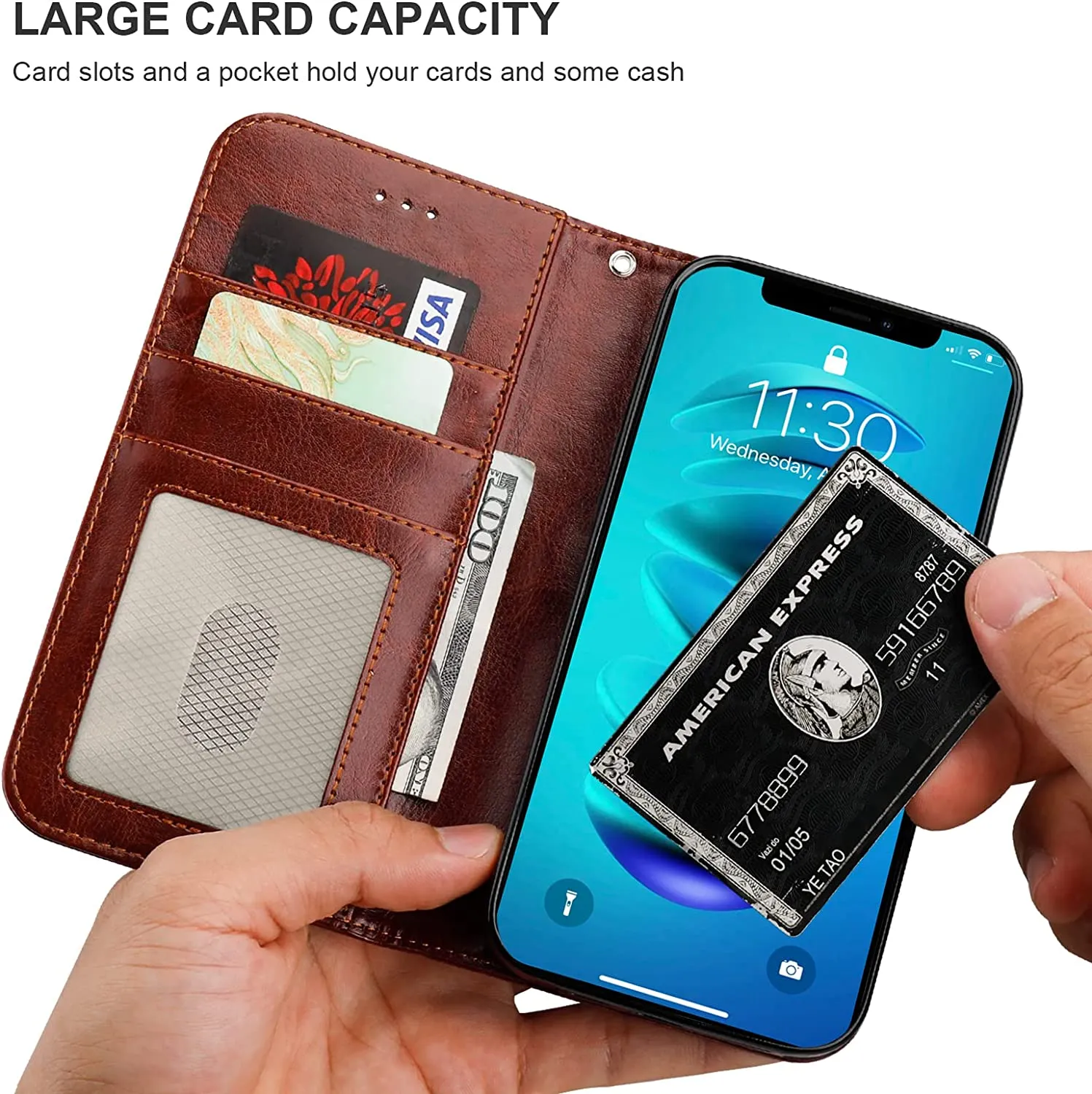 iPhone 14 Pro Max RFID Blocking Card Protective Cover 5G 6.7 inch Brown