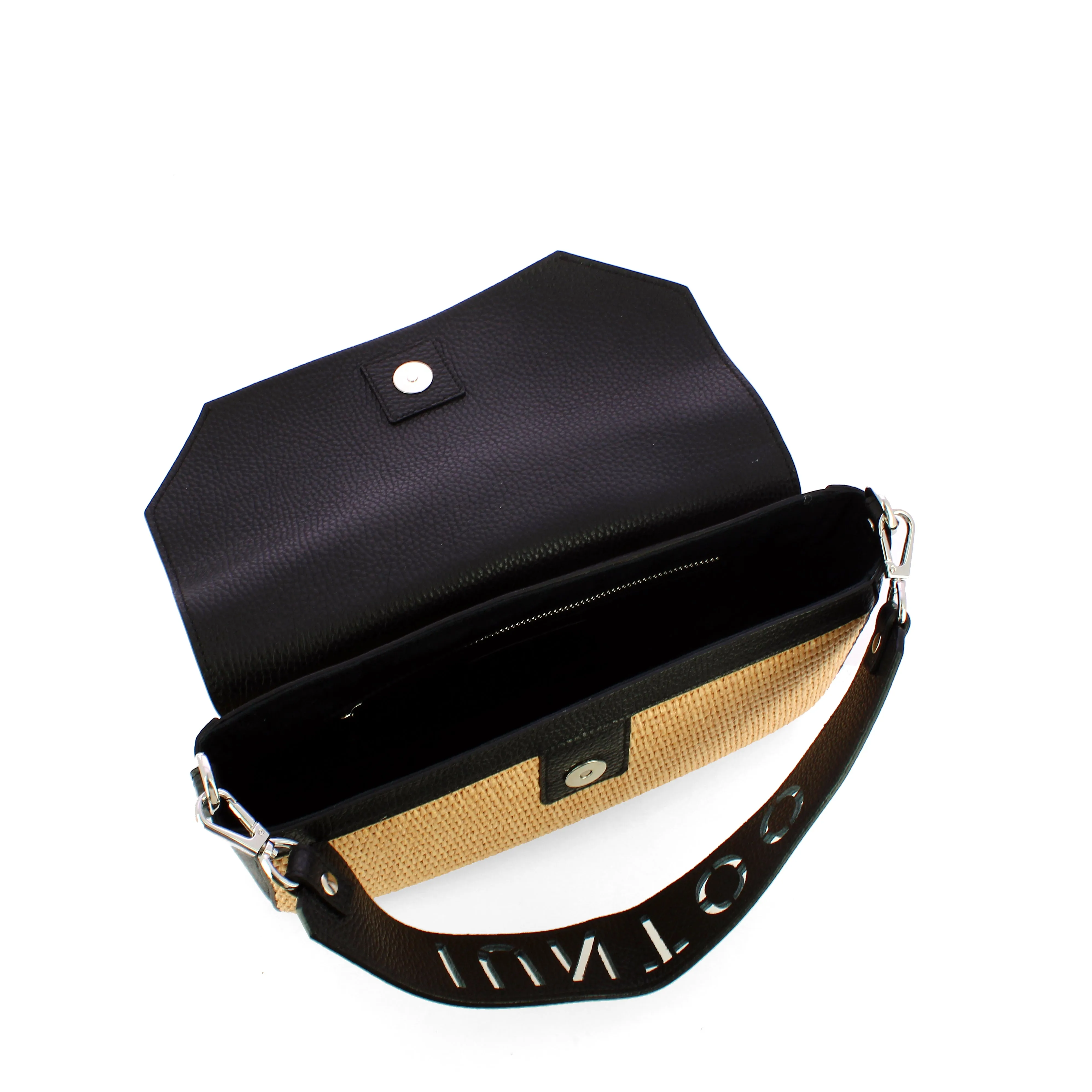 Iuntoo - Essenziale Rafia Nero Large Shoulder Bag - 106001 - RAFIA/NERO