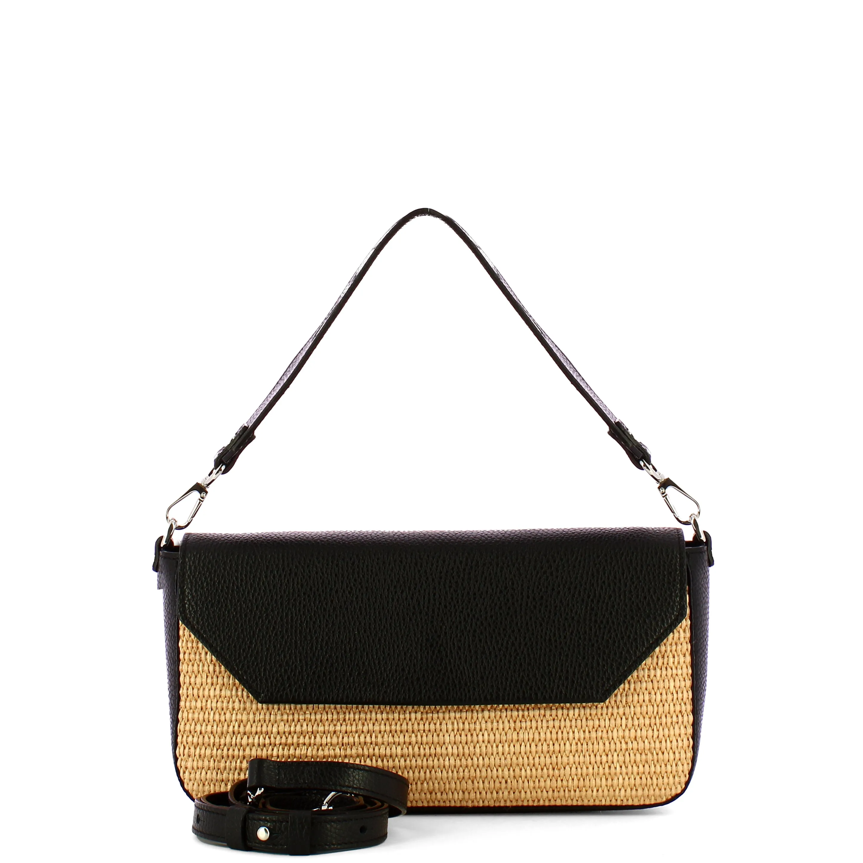 Iuntoo - Essenziale Rafia Nero Large Shoulder Bag - 106001 - RAFIA/NERO