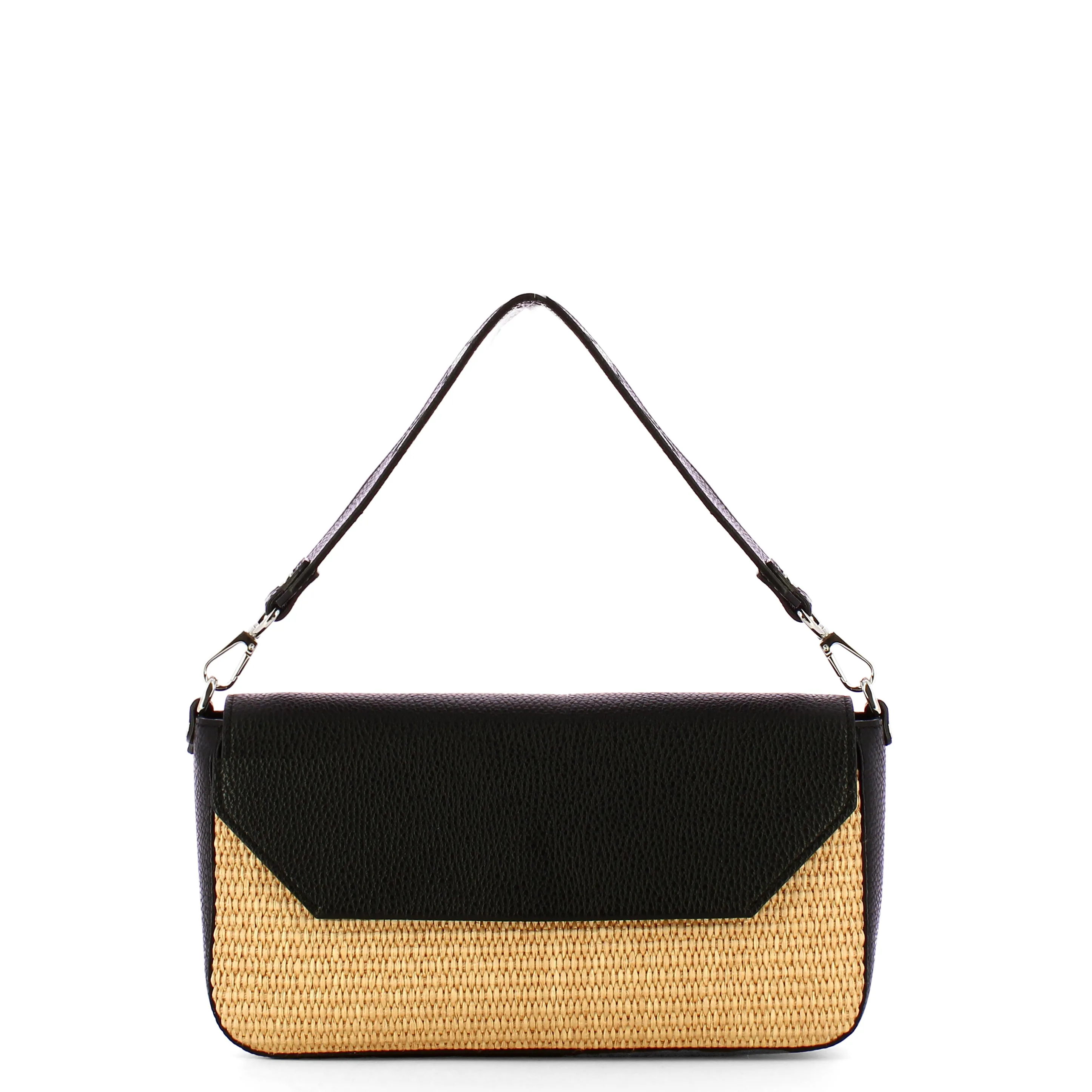 Iuntoo - Essenziale Rafia Nero Large Shoulder Bag - 106001 - RAFIA/NERO