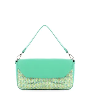 Iuntoo - Essenziale Tweed Acquamarina Large Shoulder Bag - 106001 - ACQUAMARINA